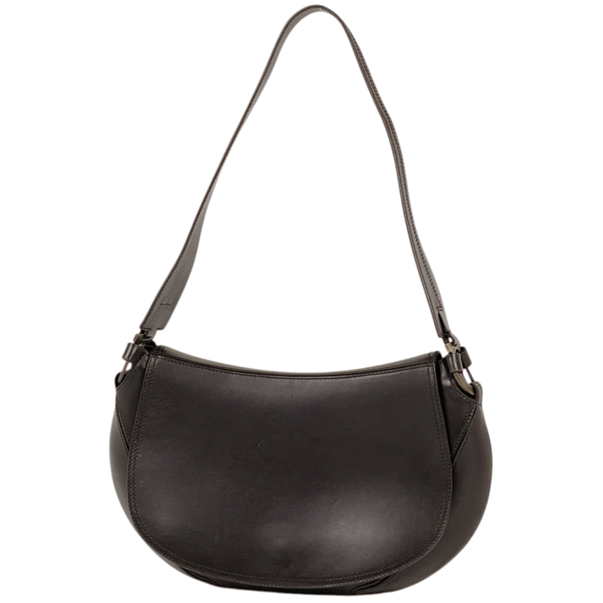 Salvatore Ferragamo Gancini Brown Leather Shoulder Bag (Pre-Owned)