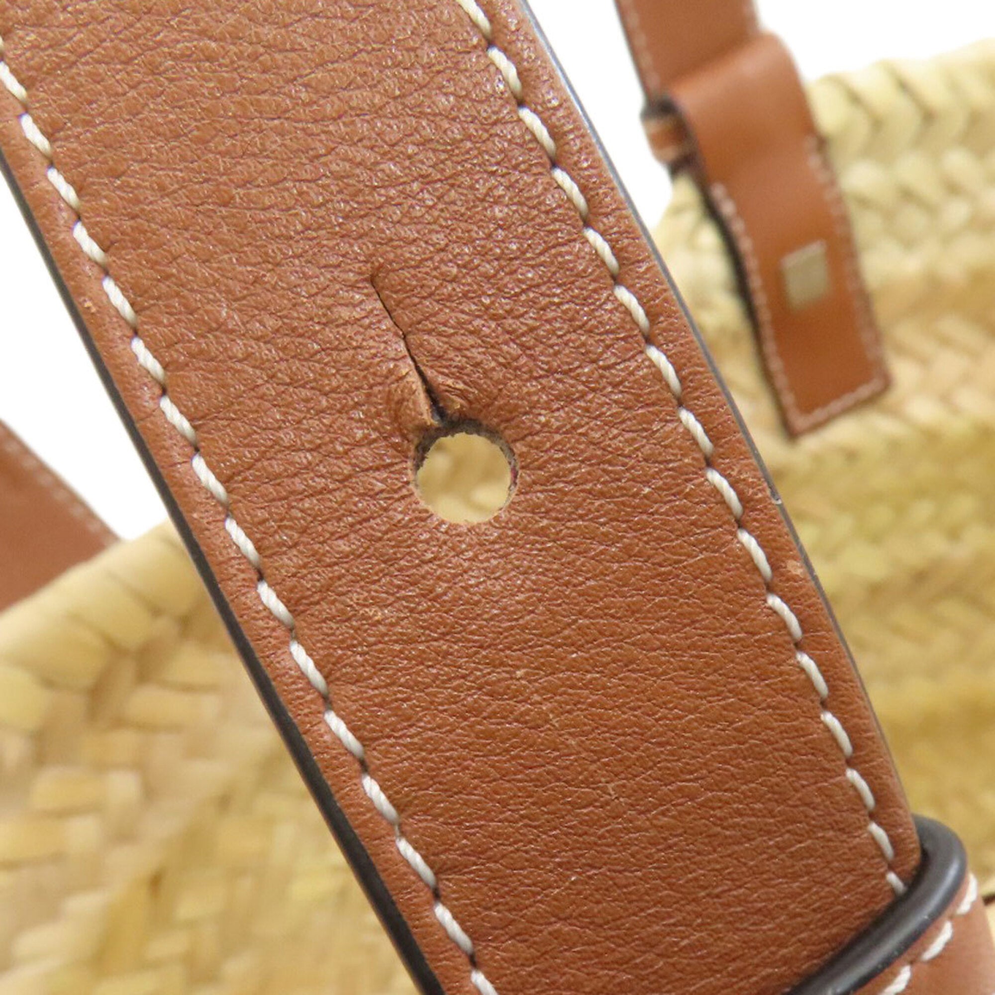 Loewe Beige Brown Raffia Basket Handbag (Pre-Owned)