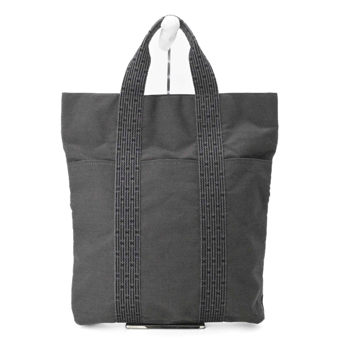 Hermes Her Line Gray Canvas Handbag Tote Bag (Pre-Owned)