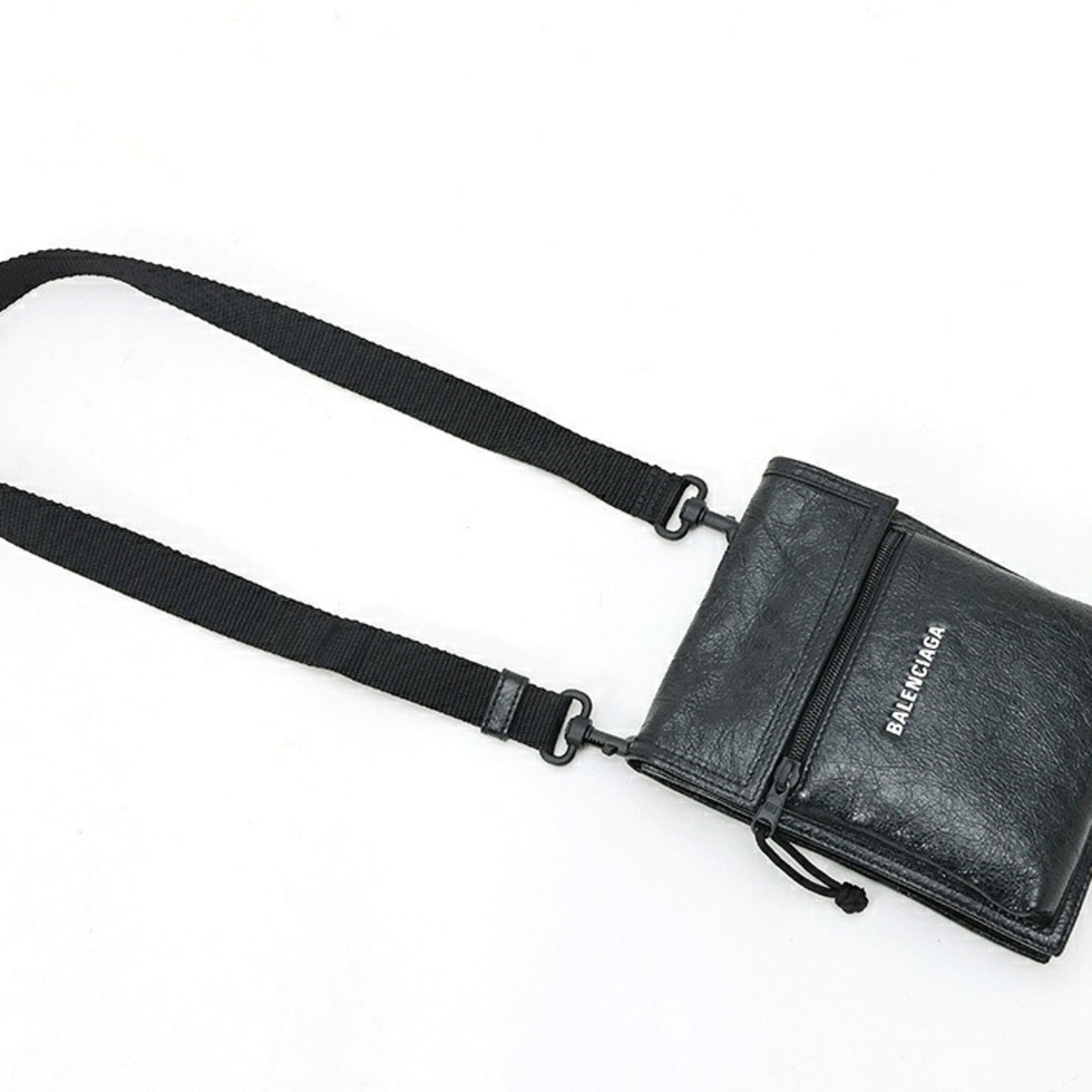 Balenciaga Black Leather Pouch Shoulder Bag (Pre-Owned)