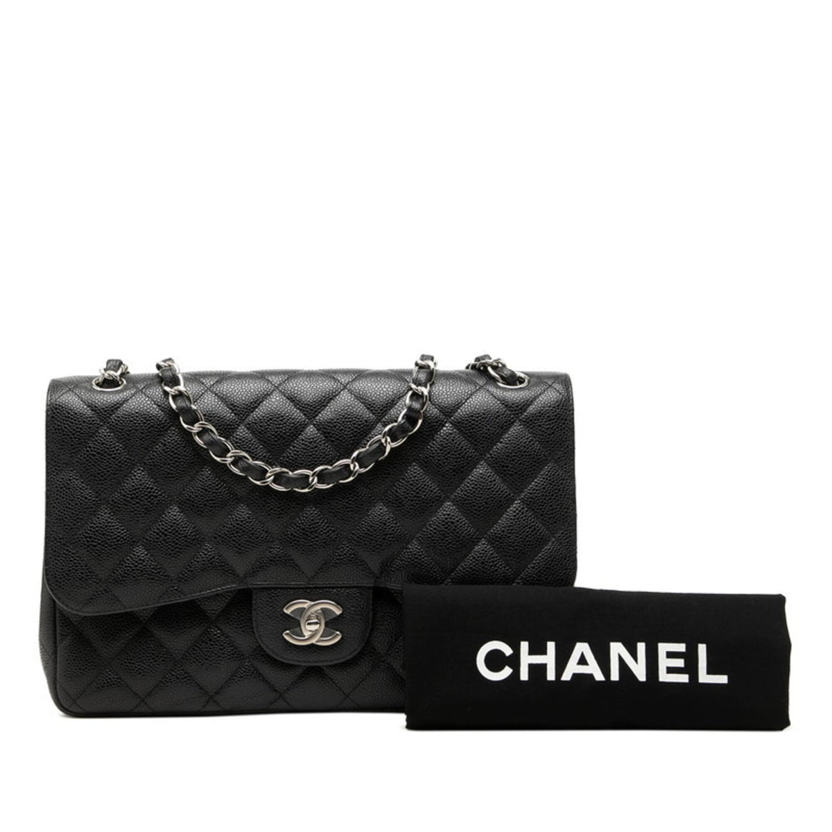 Chanel Black Grained Calfskin Shoulder Bag (Pre-Owned)