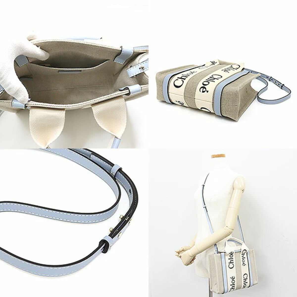 Chloé Blue White Canvas Handbag (Pre-Owned)