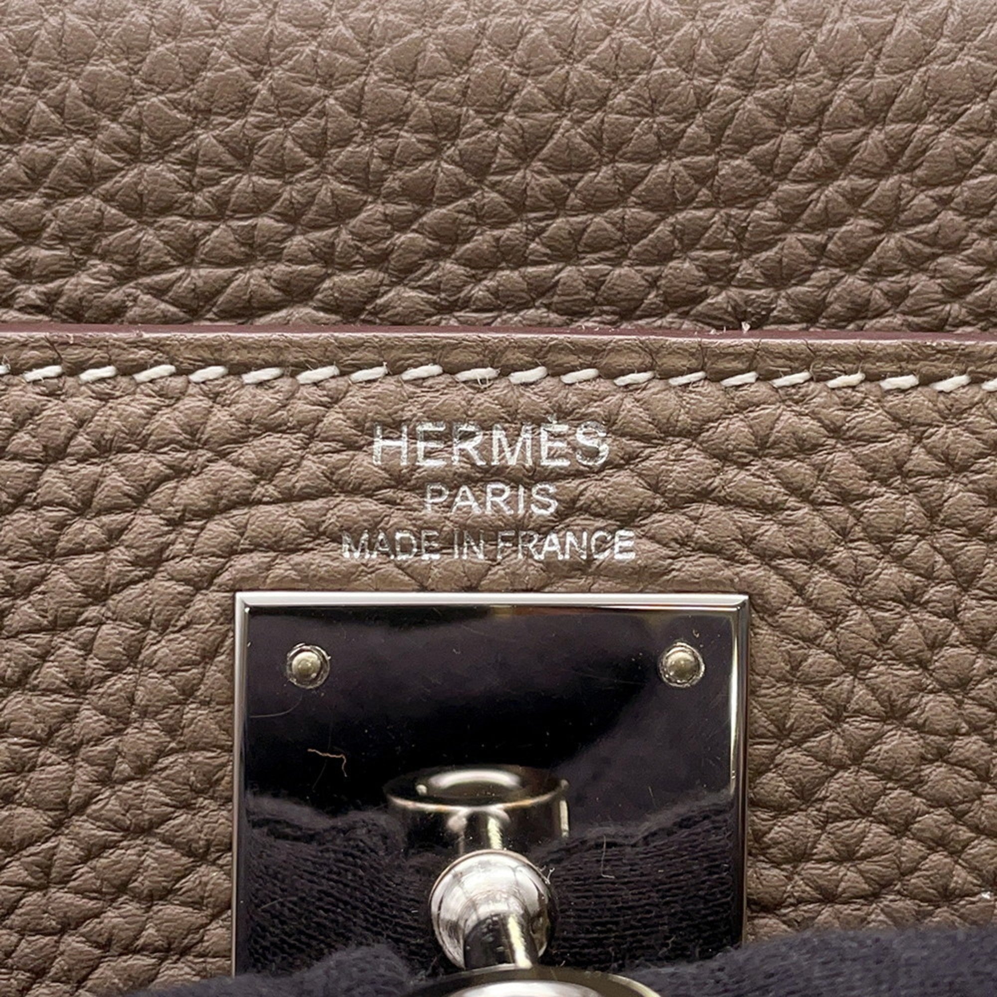 Hermes Kelly Etoupe Gray Togo Leather Handbag (Pre-Owned)