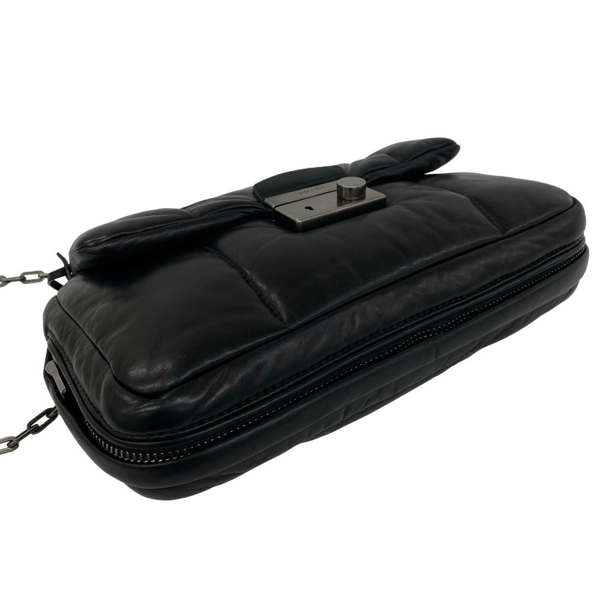 Prada Black Leather Pochette Shoulder Bag (Pre-Owned)