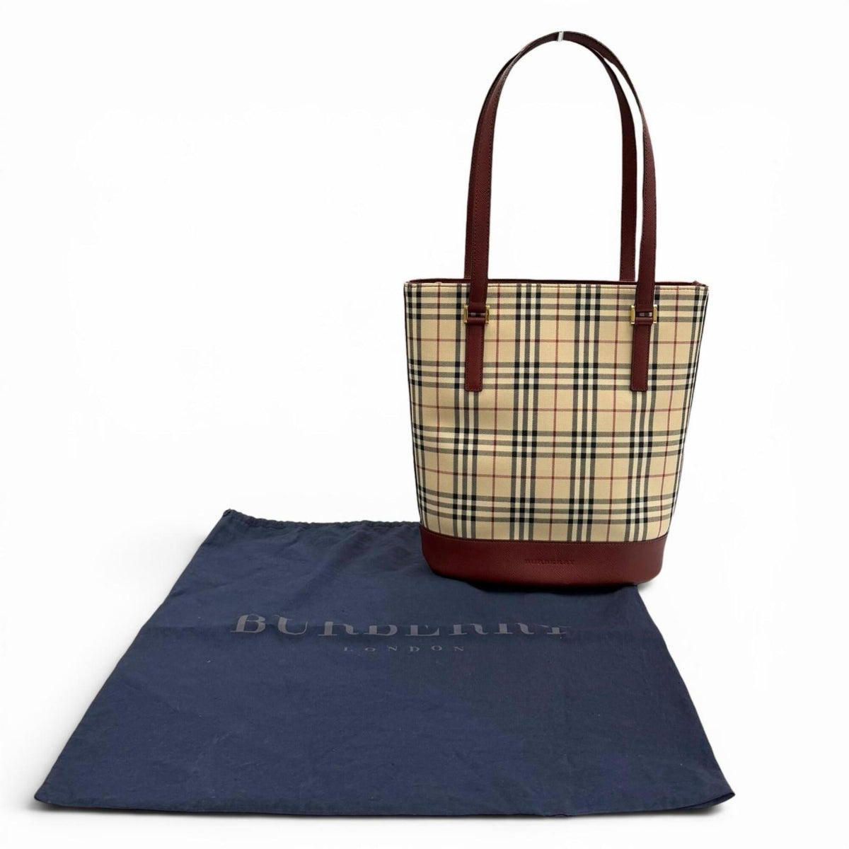 Burberry Beige Bordeaux Leather Tote Bag (Pre-Owned)