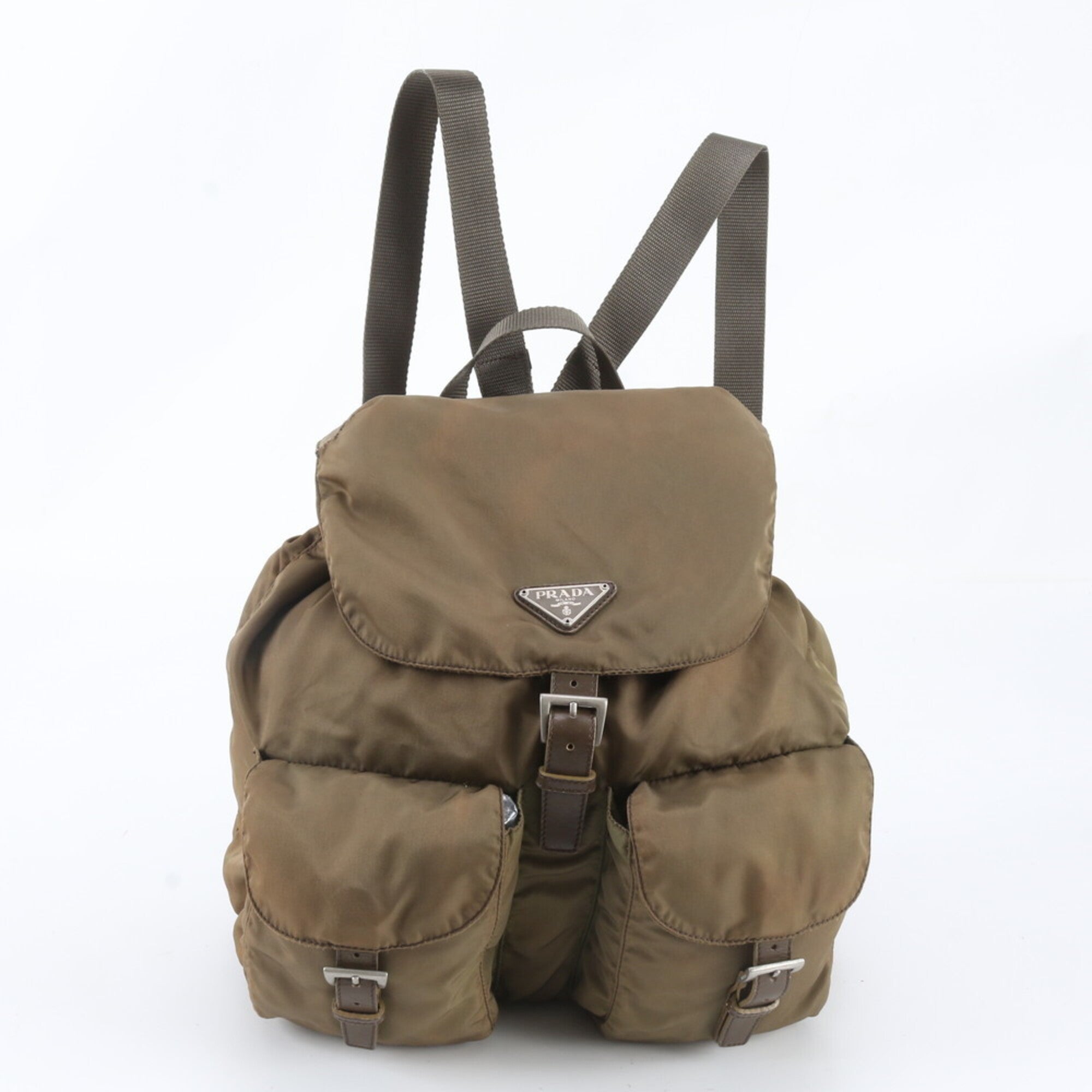 Prada Beige Nylon Leather Backpack (Pre-Owned)