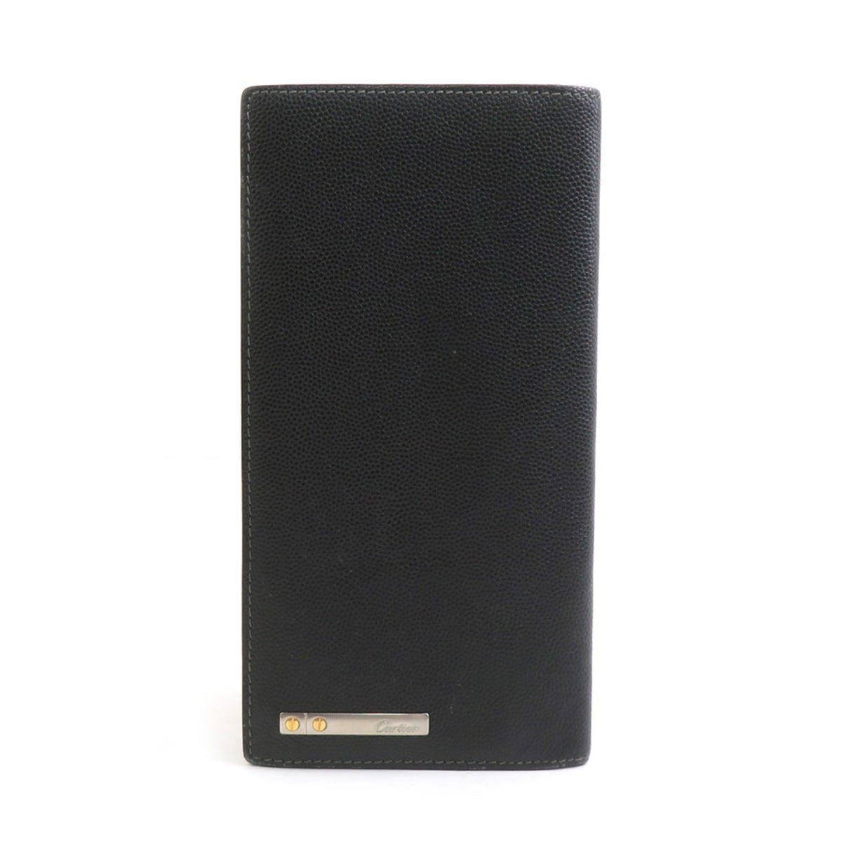 Cartier Black Leather Long Wallet (Bi-Fold) (Pre-Owned)