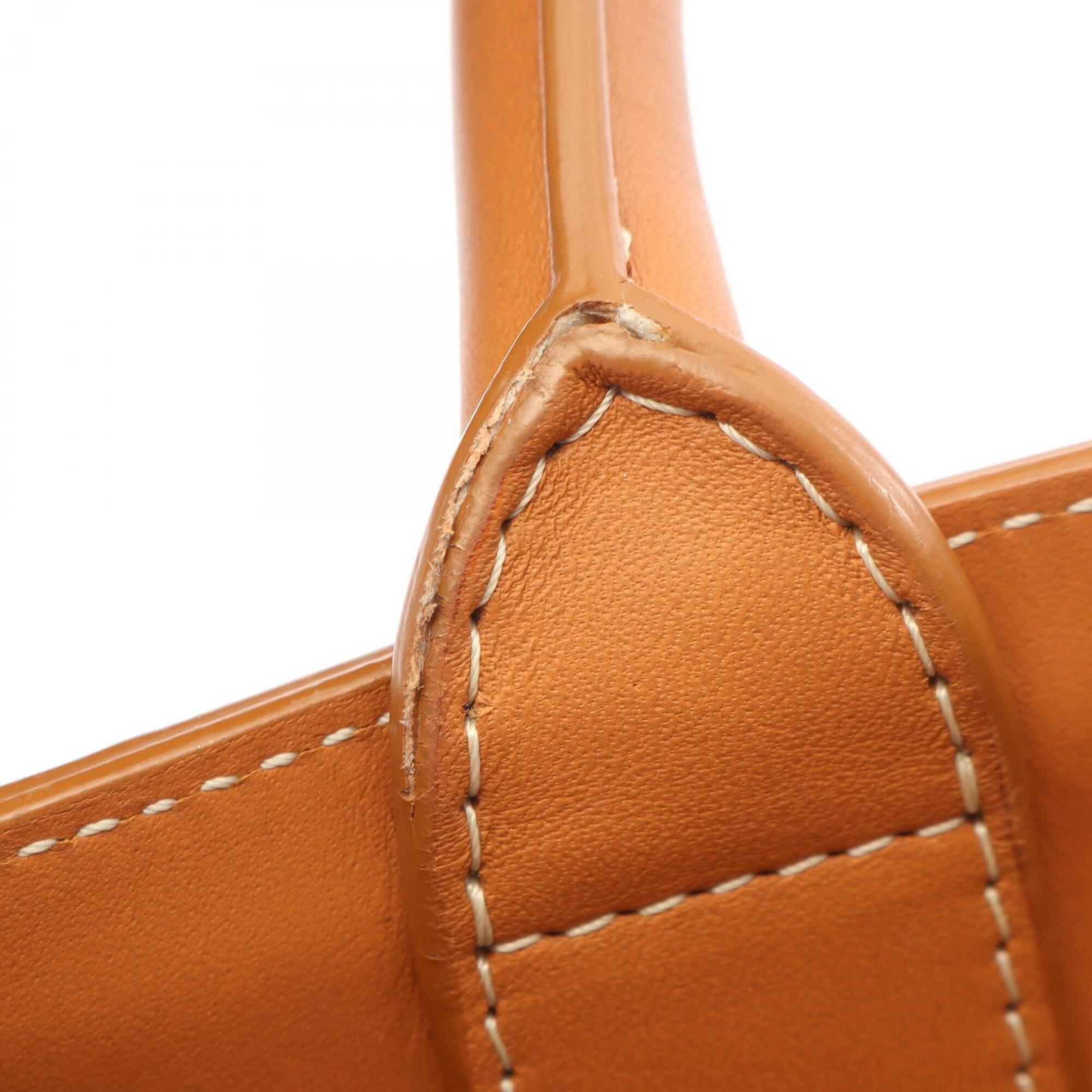 Celine Brown Ivory Canvas Leather Handbag Tote Bag (Pre-Owned)