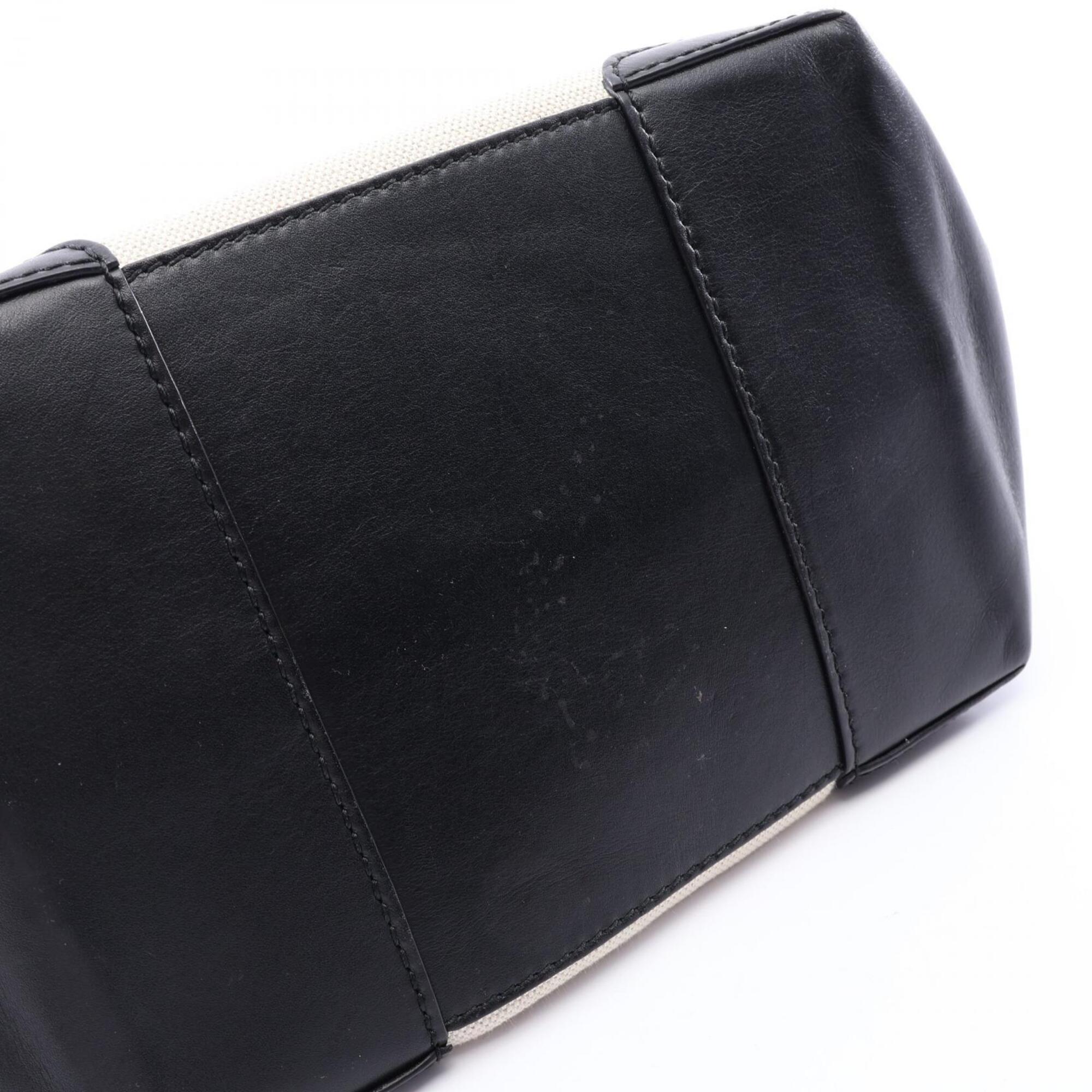 Balenciaga Black Ivory Navy Canvas Leather Handbag Pouch Shoulder Bag (Pre-Owned)
