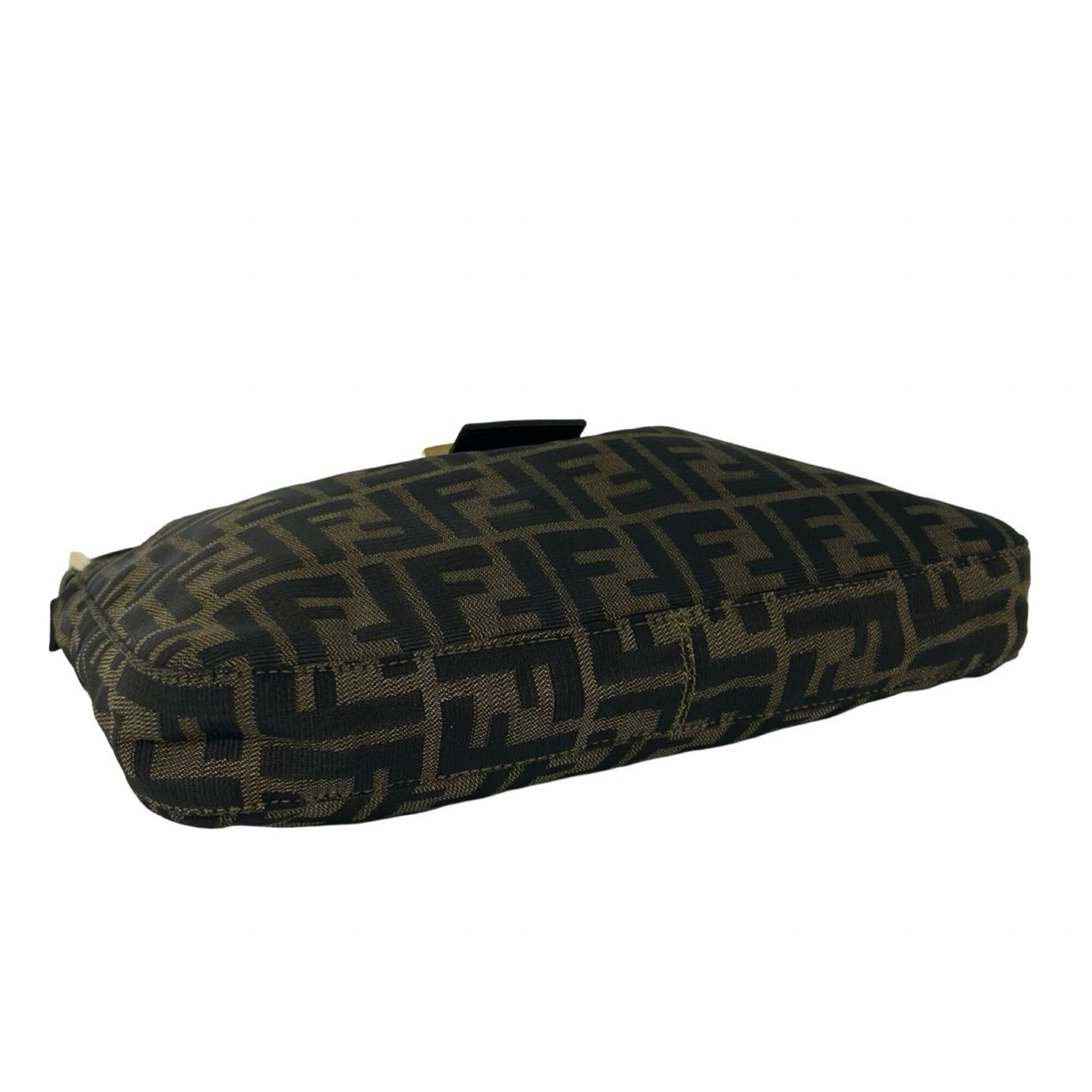 Fendi Black Brown Canvas Leather Shoulder Bag (Pre-Owned)