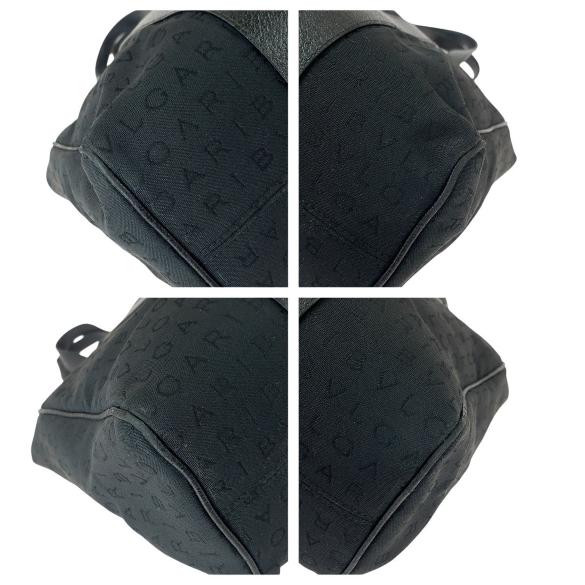 Bvlgari Black Canvas Leather Handbag Shoulder Bag (Pre-Owned)
