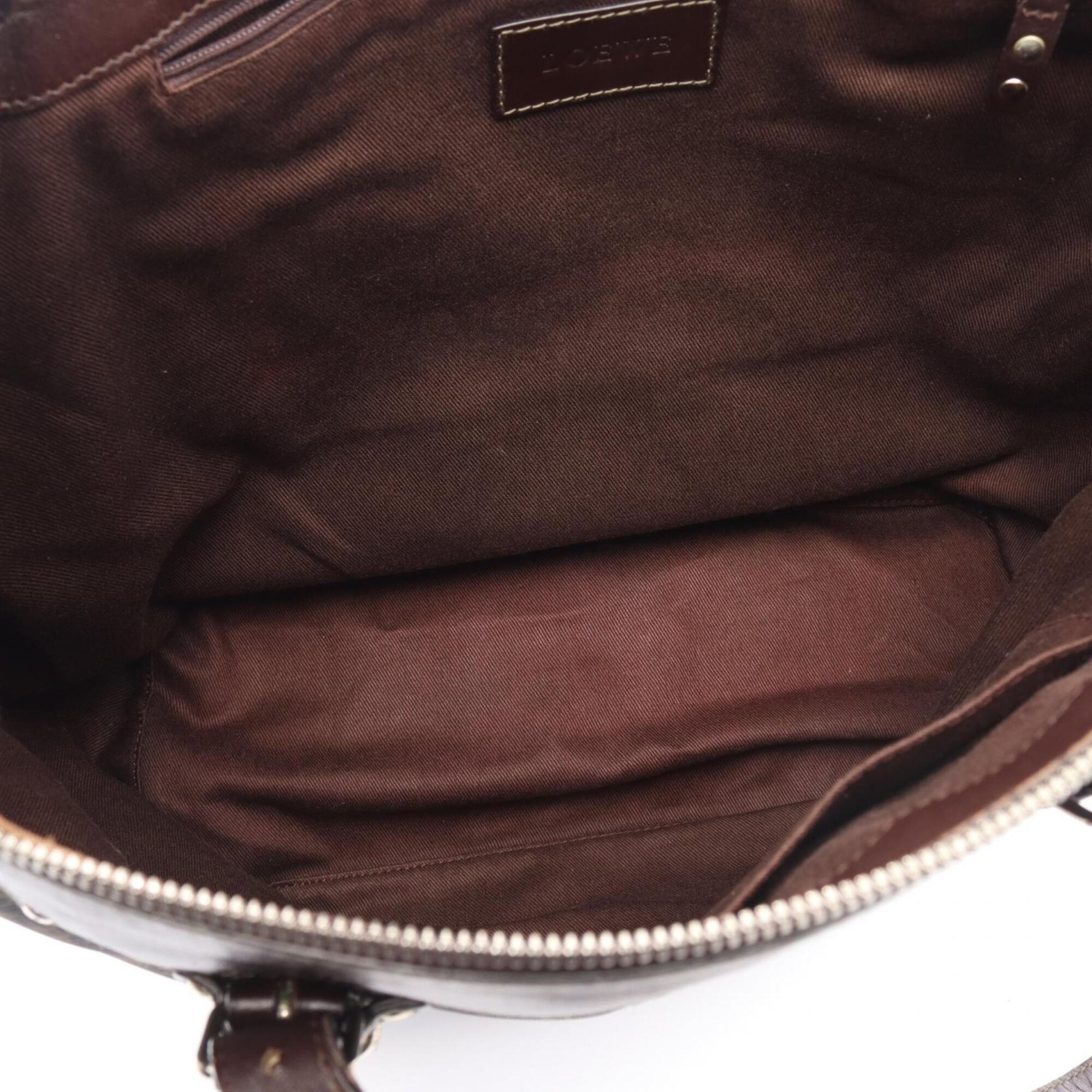 Loewe Brown Leather Coated Canvas Handbag Tote Bag (Pre-Owned)
