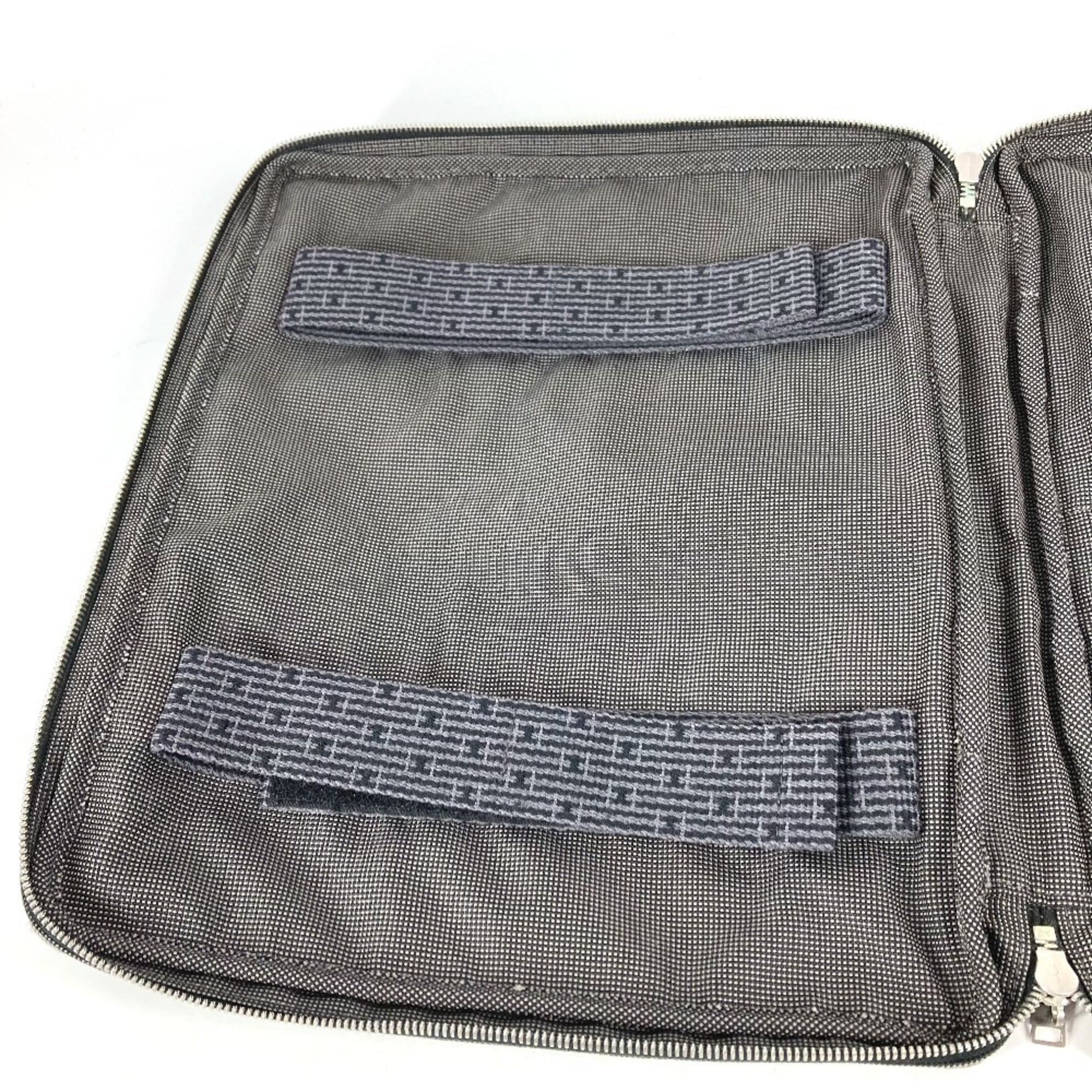 Hermes Gray Canvas Briefcase Handbag (Pre-Owned)