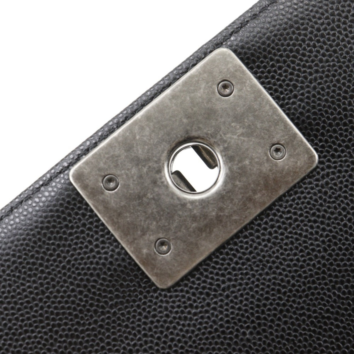 Chanel Boy Chanel Black Grained Calfskin Shoulder Bag (Pre-Owned)