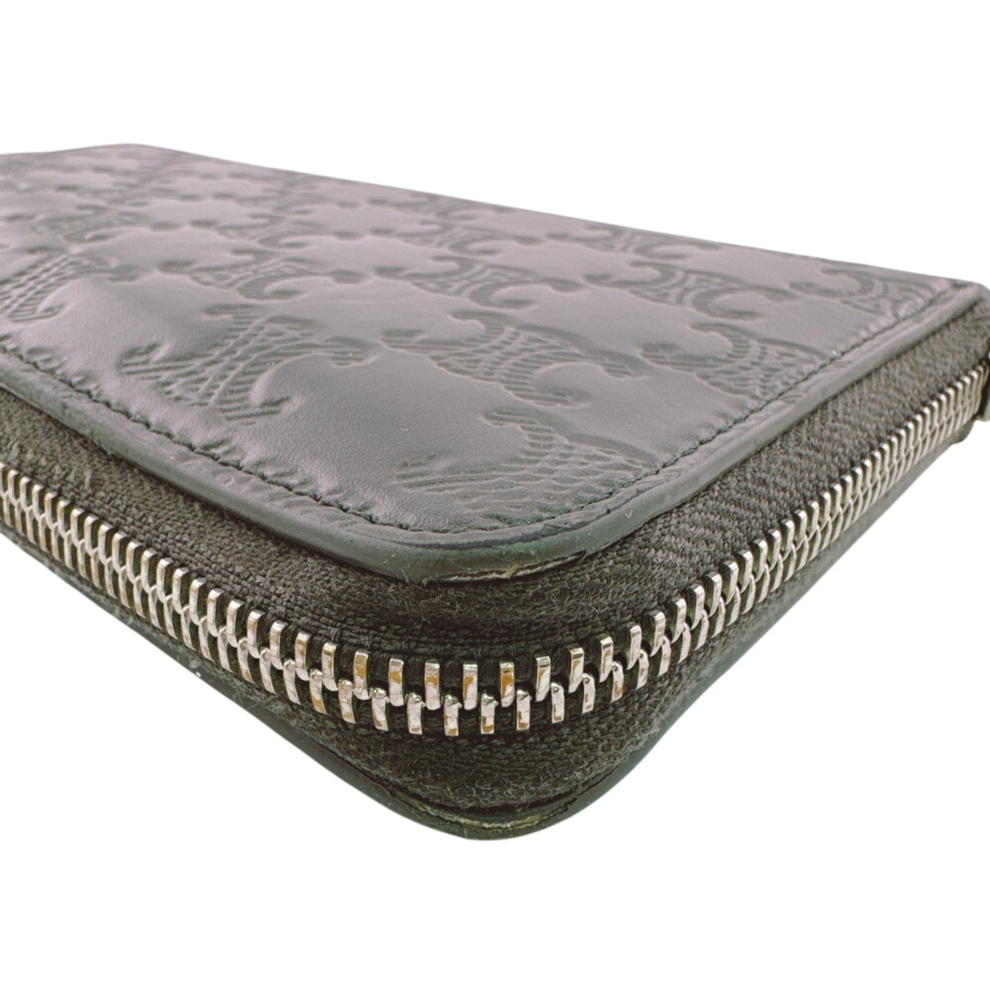 Celine Gray Leather Long Wallet (Bi-Fold) (Pre-Owned)