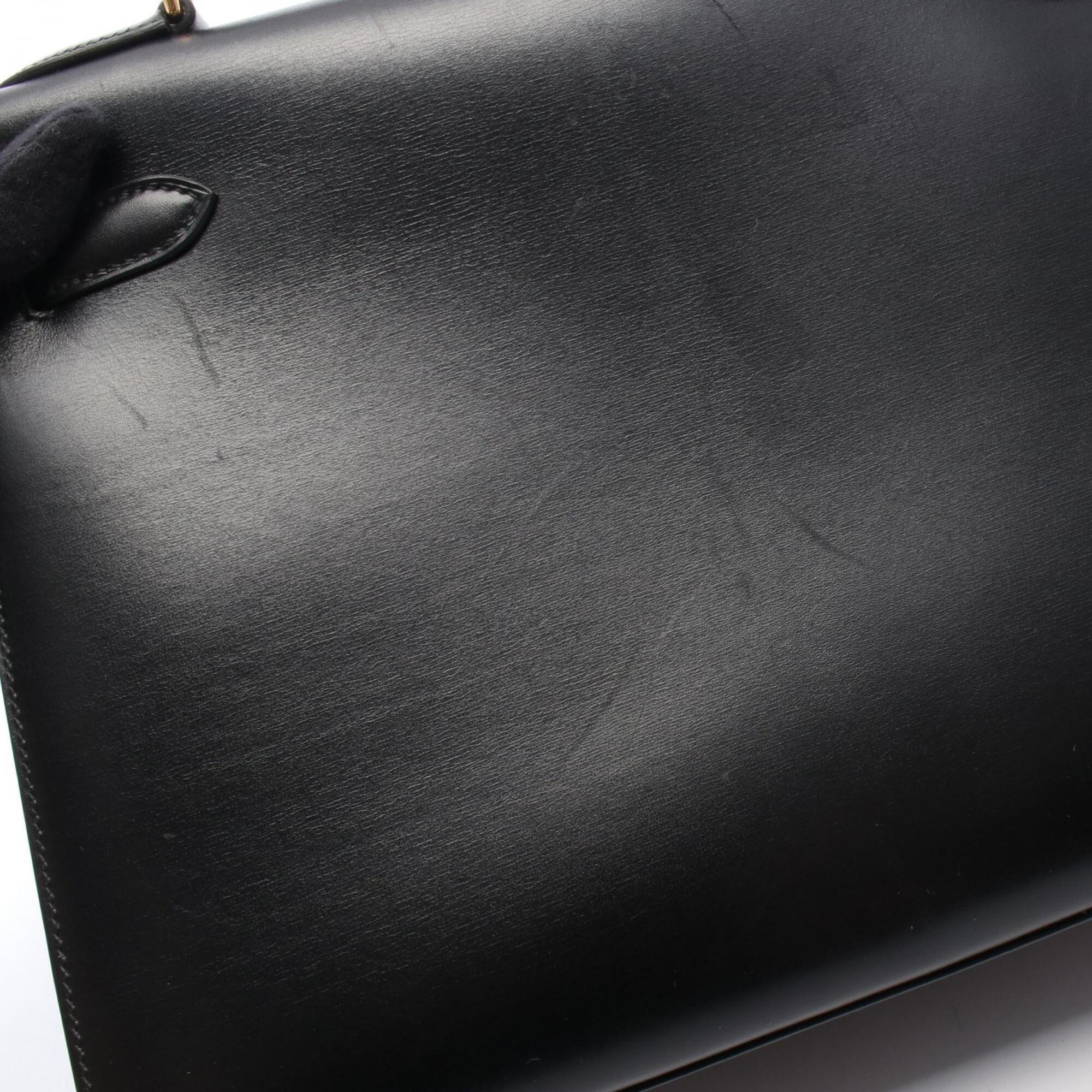 Hermes Black Box Calf Leather Handbag (Pre-Owned)