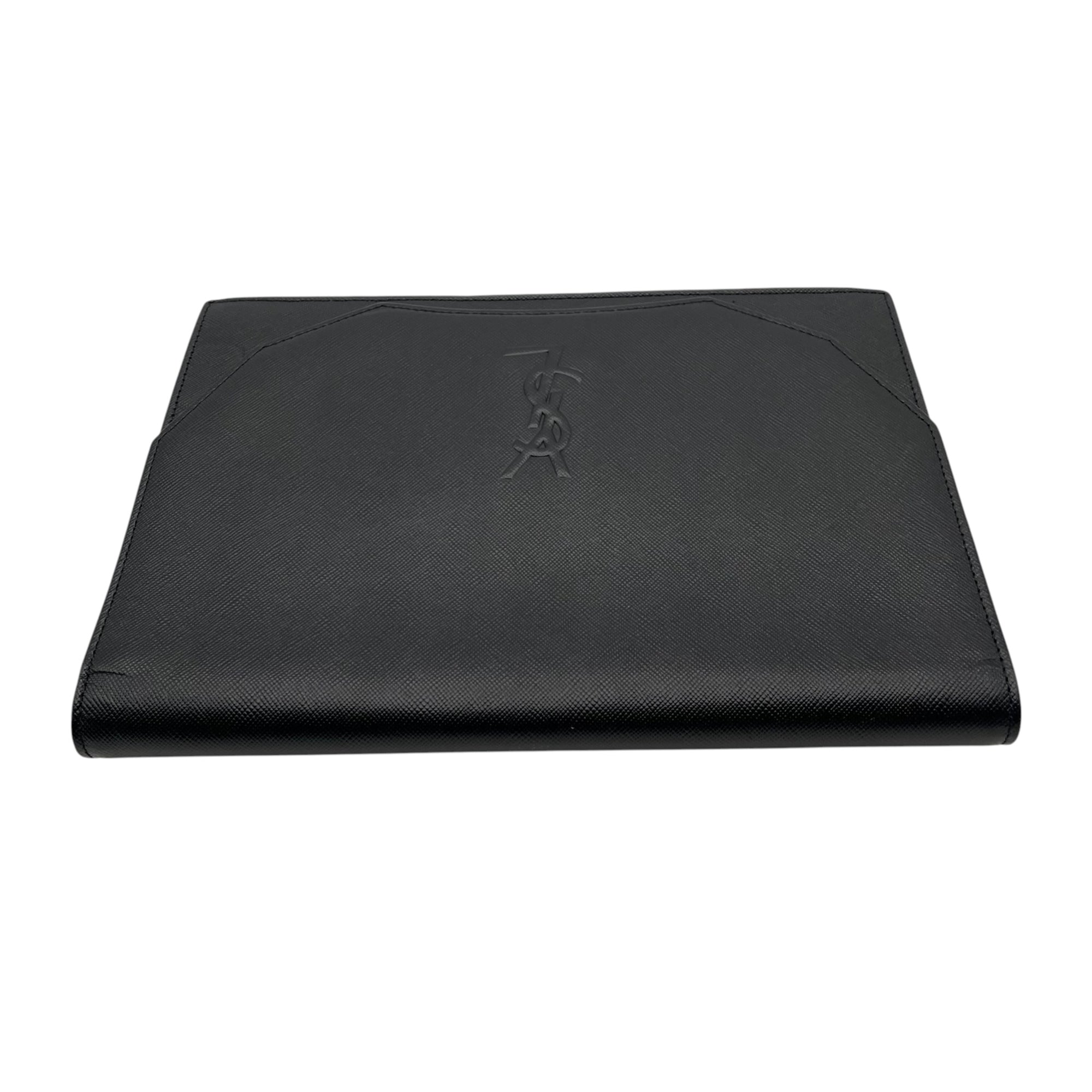 Yves Saint Laurent Black Leather Clutch Bag Handbag (Pre-Owned)