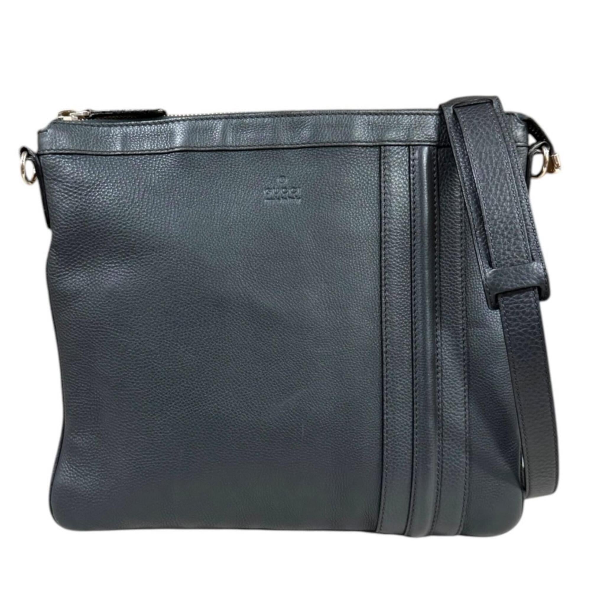 Gucci Gray Leather Shoulder Bag (Pre-Owned)