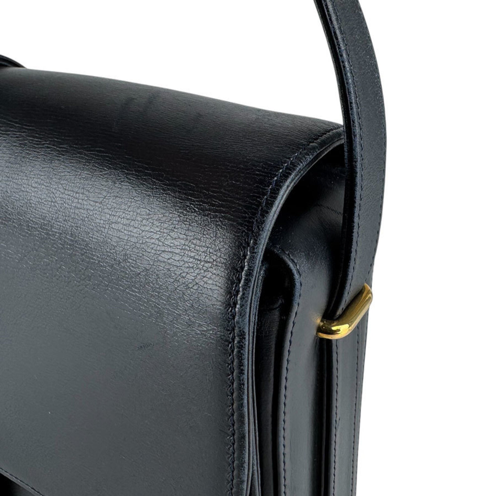 Cartier Navy Leather Shoulder Bag (Pre-Owned)