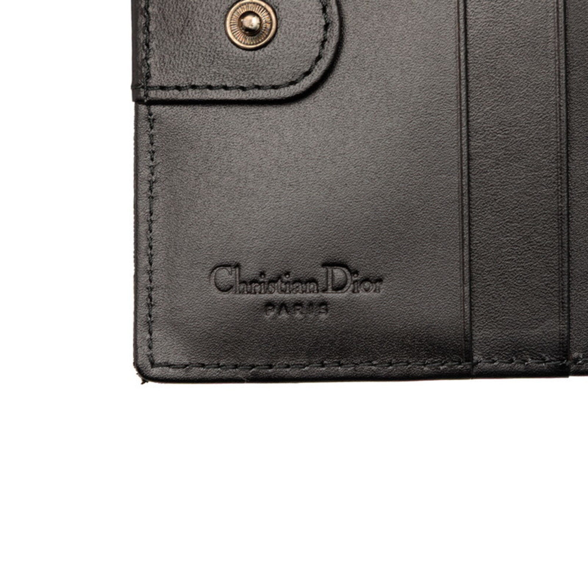 Christian Dior Black Jacquard Nylon Leather Wallet (Bi-Fold) (Pre-Owned)