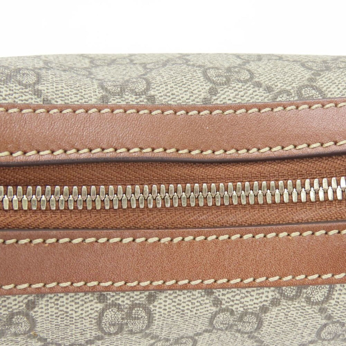Gucci Beige Brown Gg Supreme Canvas Leather Shoulder Bag (Pre-Owned)