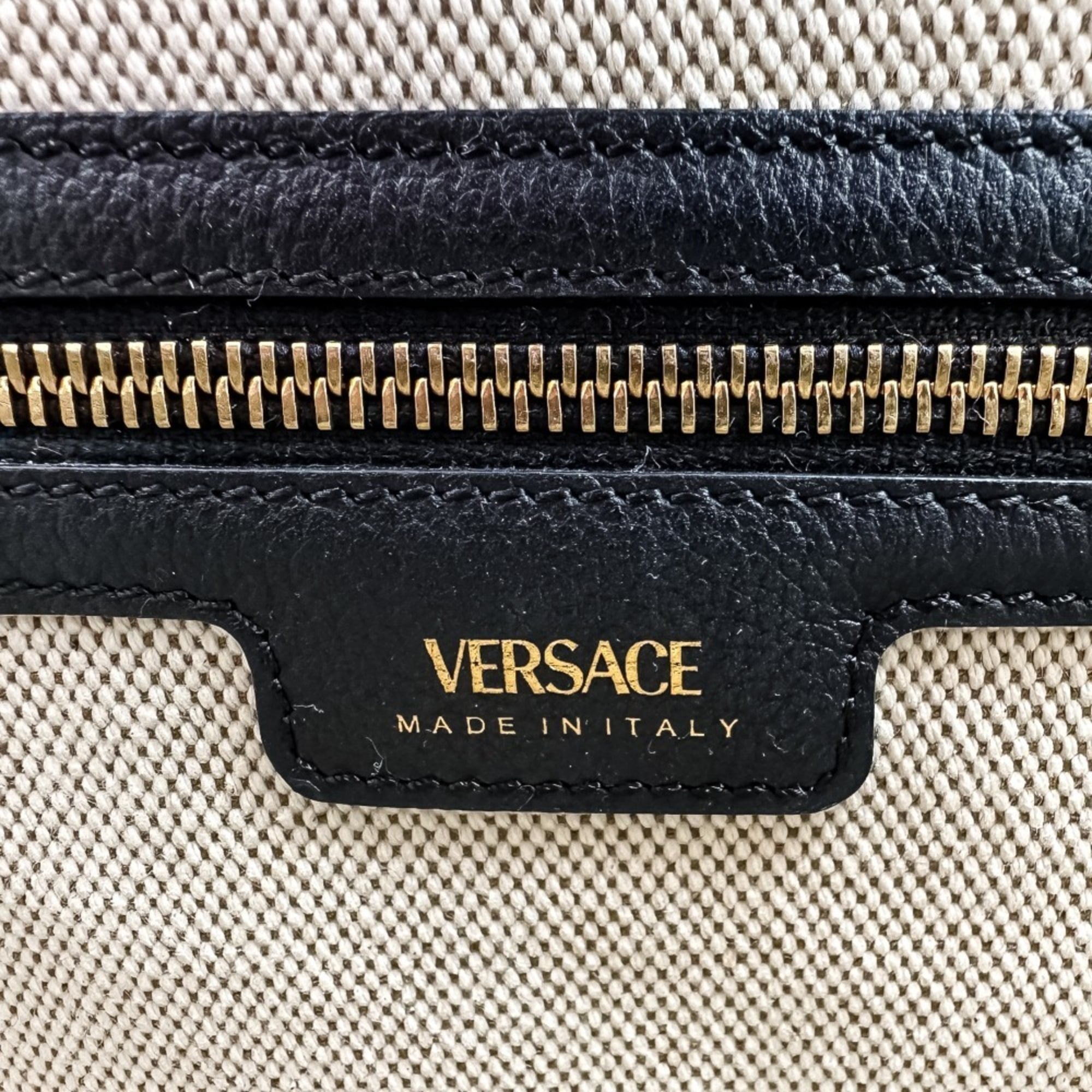 Versace Black Cotton Handbag Tote Bag (Pre-Owned)
