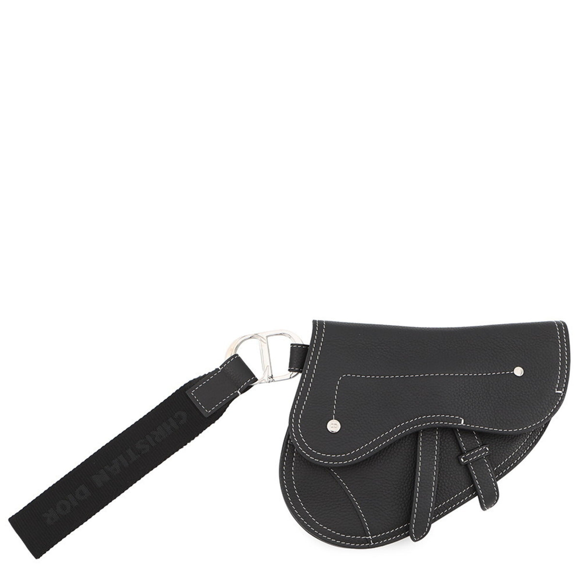 Christian Dior Black Leather Clutch Bag Handbag Saddle Bag (Pre-Owned)