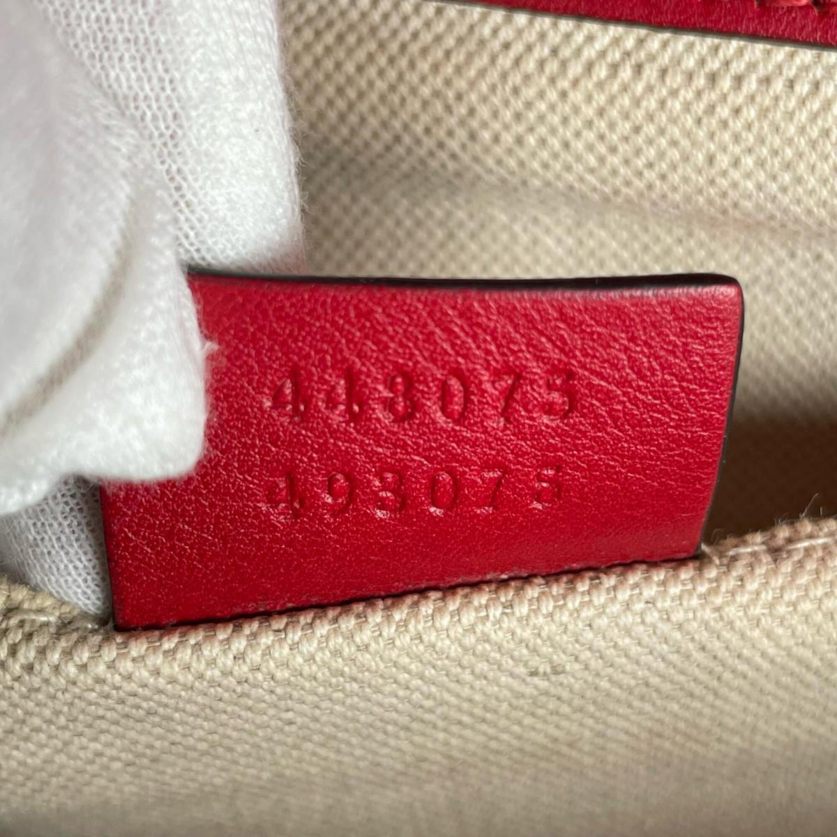 Gucci Red Color Leather Handbag Shoulder Bag (Pre-Owned)