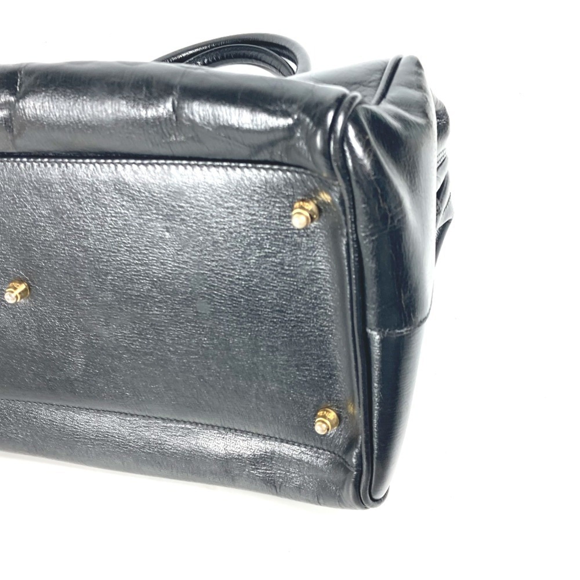 Fendi Black Leather Handbag Shoulder Bag (Pre-Owned)