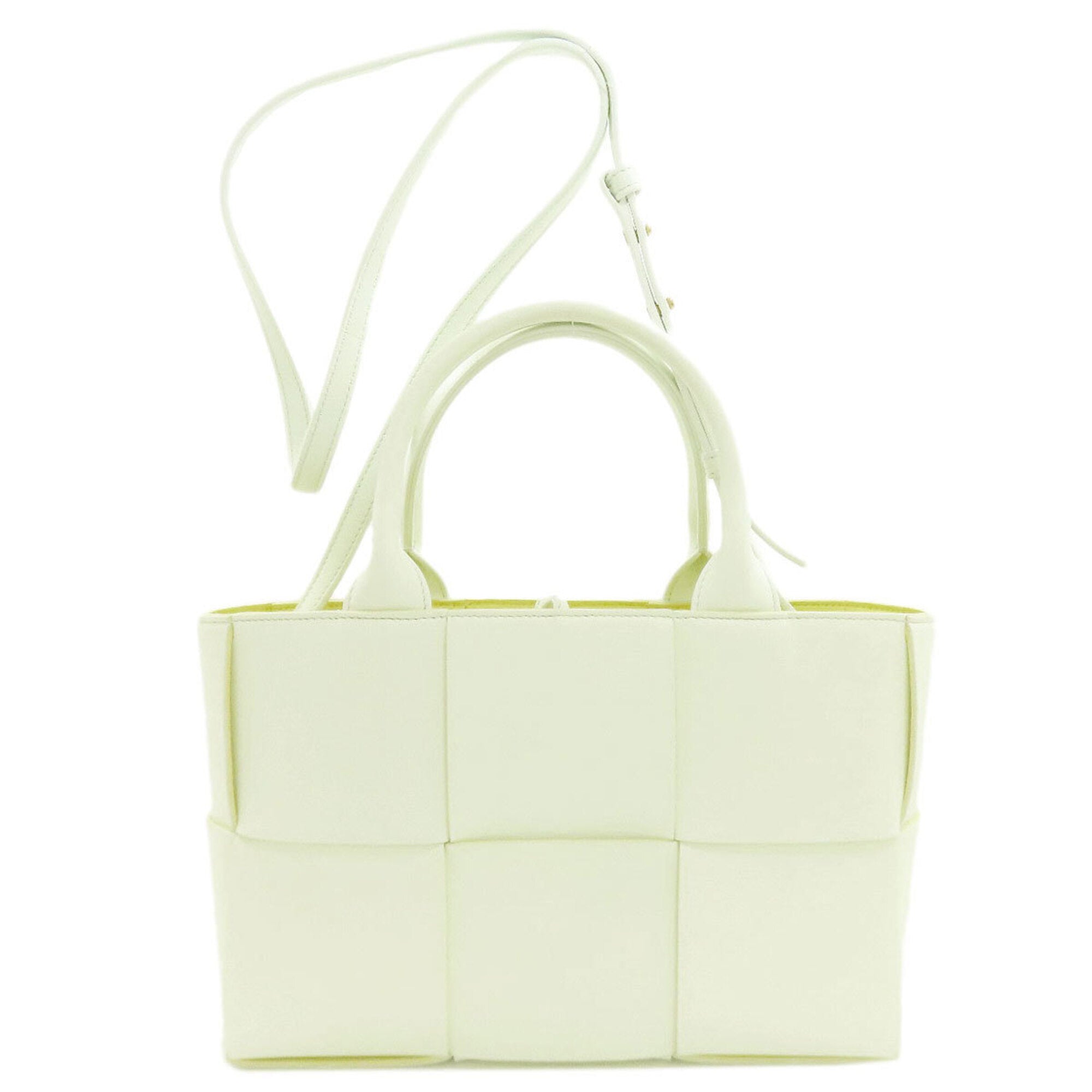 Bottega Veneta Green White Leather Handbag Pouch (Pre-Owned)