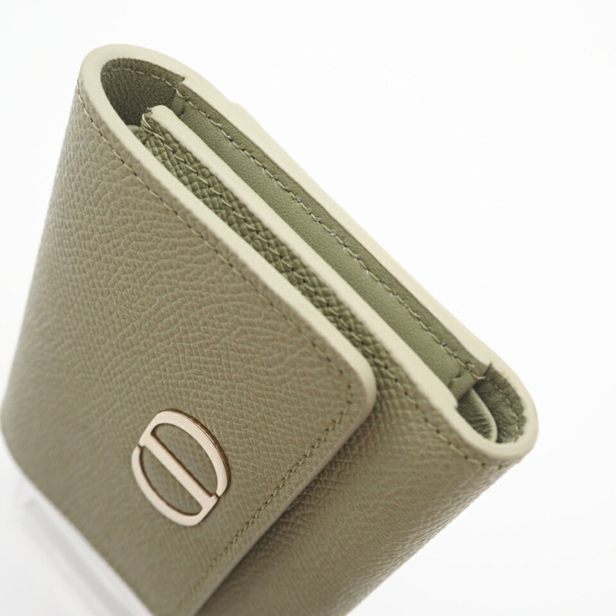 Christian Dior Green Leather Wallet (Tri-Fold) (Pre-Owned)