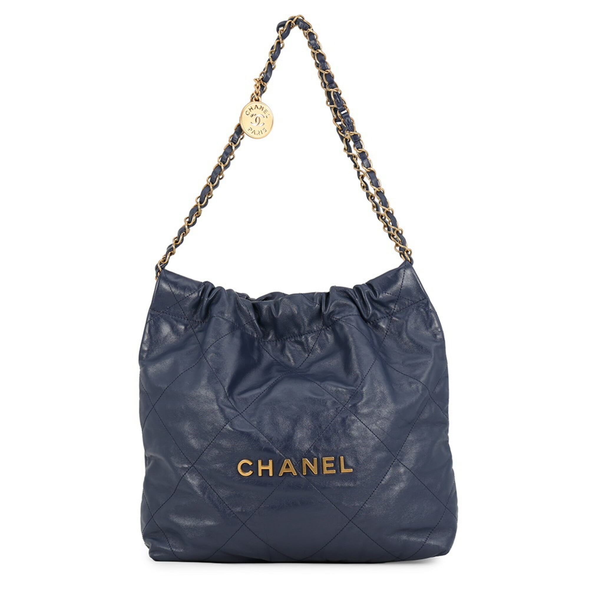 Chanel Matelasse Navy Leather Handbag Pouch (Pre-Owned)