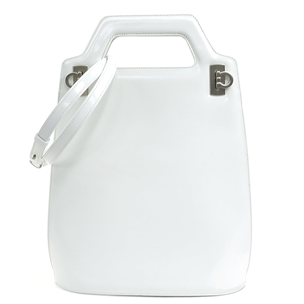 Salvatore Ferragamo White Leather Handbag Shoulder Bag (Pre-Owned)