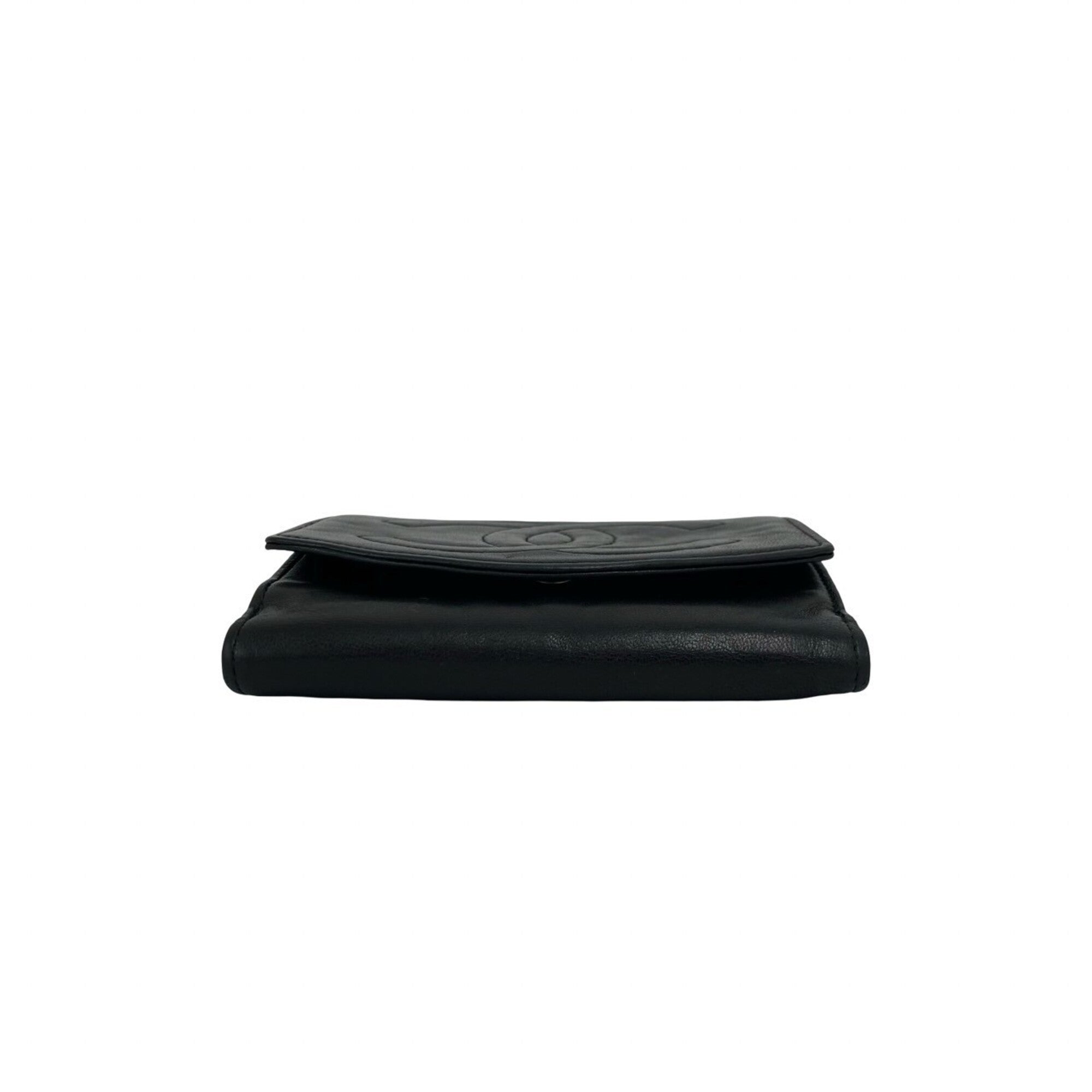Chanel Black Leather Wallet (Bi-Fold) (Pre-Owned)
