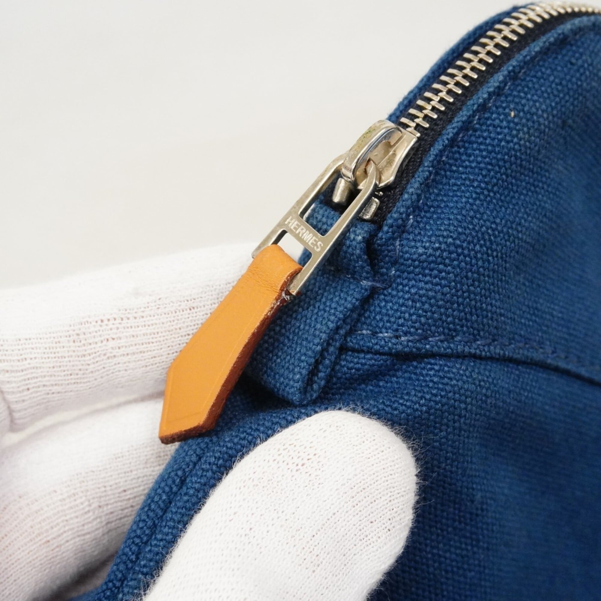 Hermes Blue Canvas Pouch (Pre-Owned)