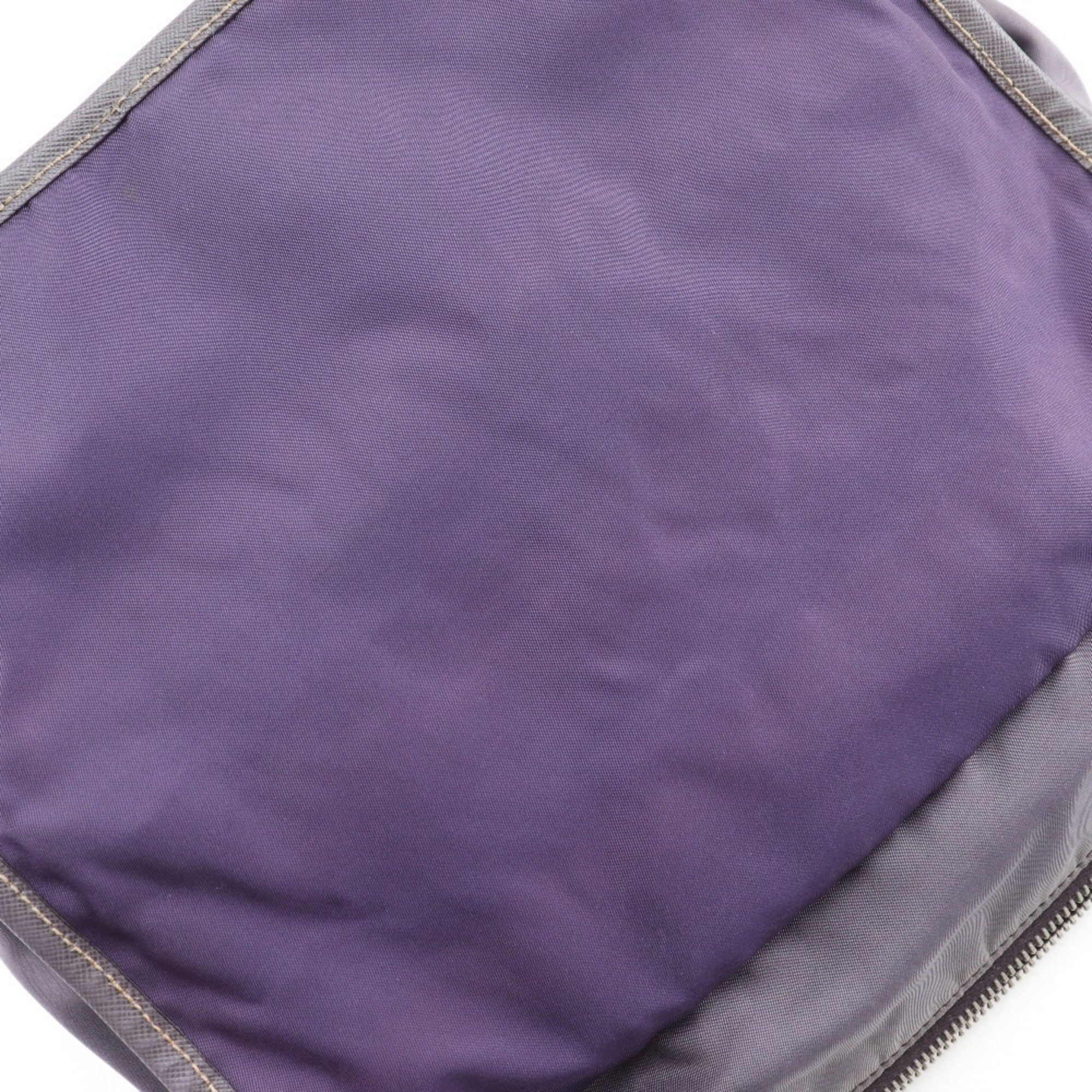 Prada Purple Nylon Leather Shoulder Bag (Pre-Owned)