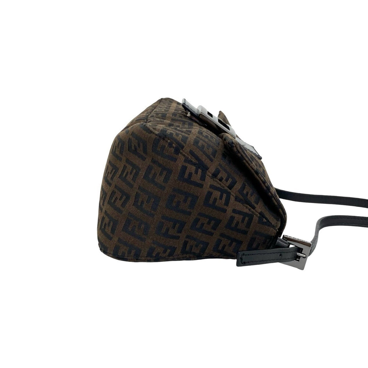 Fendi Black Brown Canvas Leather Handbag Shoulder Bag (Pre-Owned)