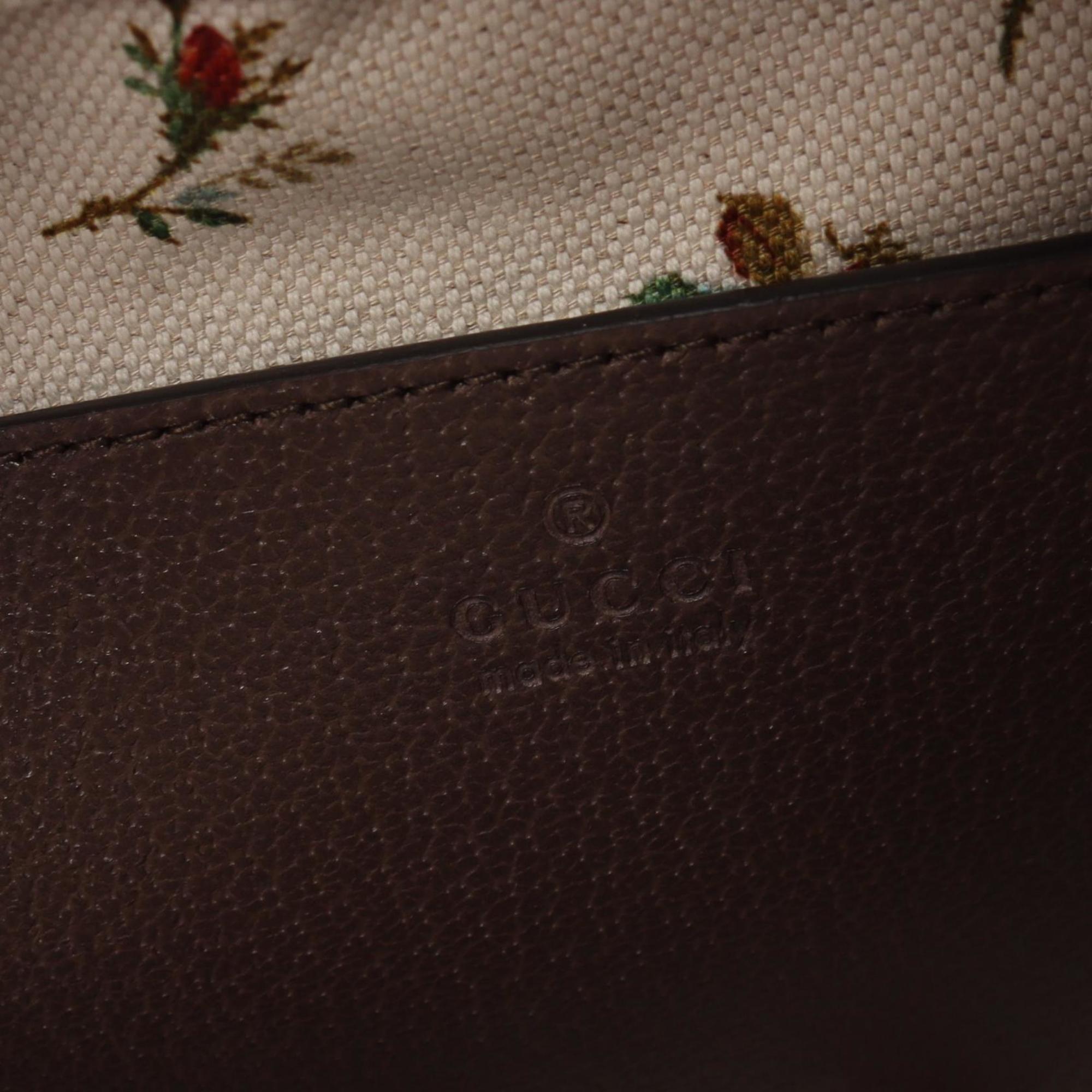 Gucci Beige Brown Multi-Color Coated Canvas Leather Shoulder Bag