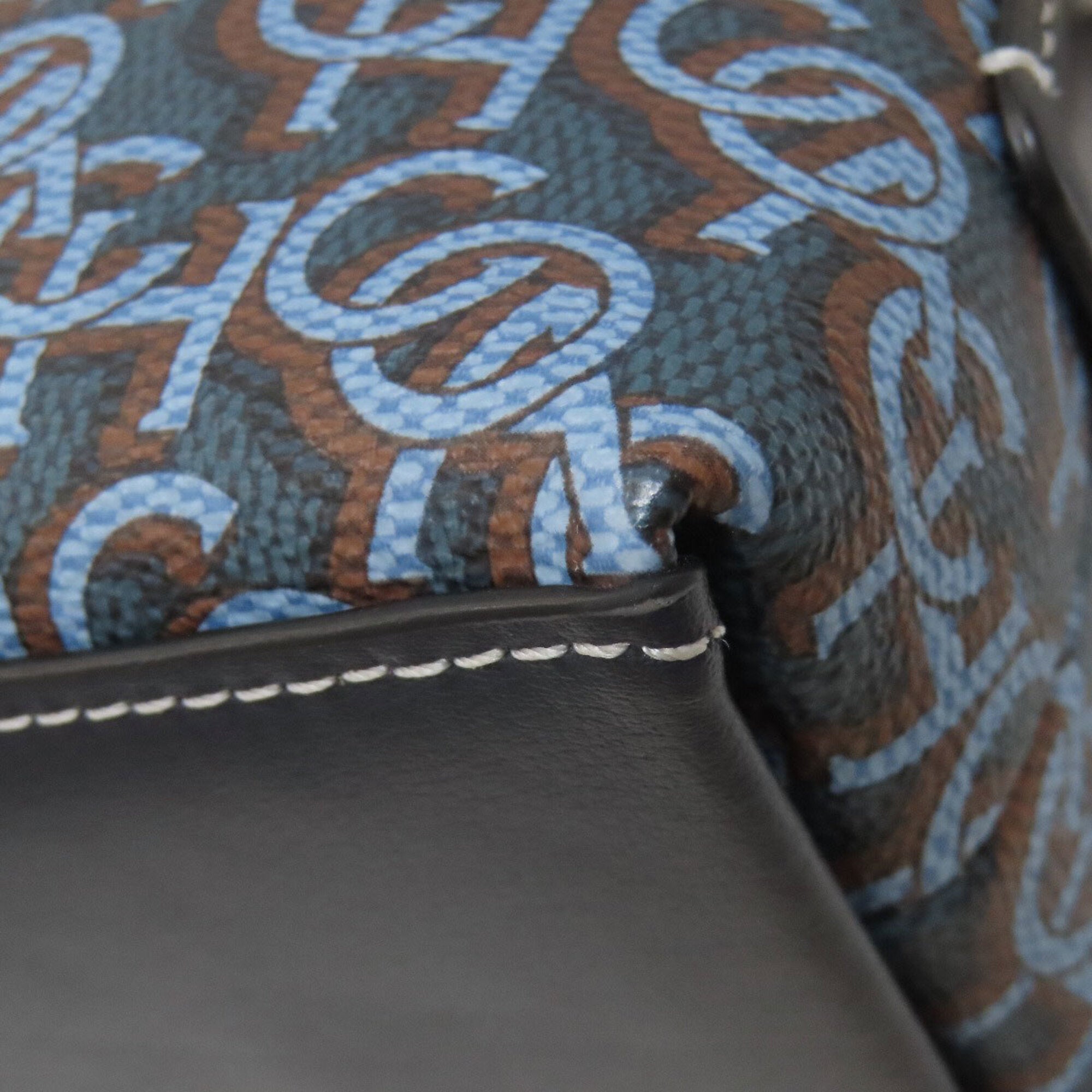 Coach Signature Black Blue Pvc Shoulder Bag (Pre-Owned)