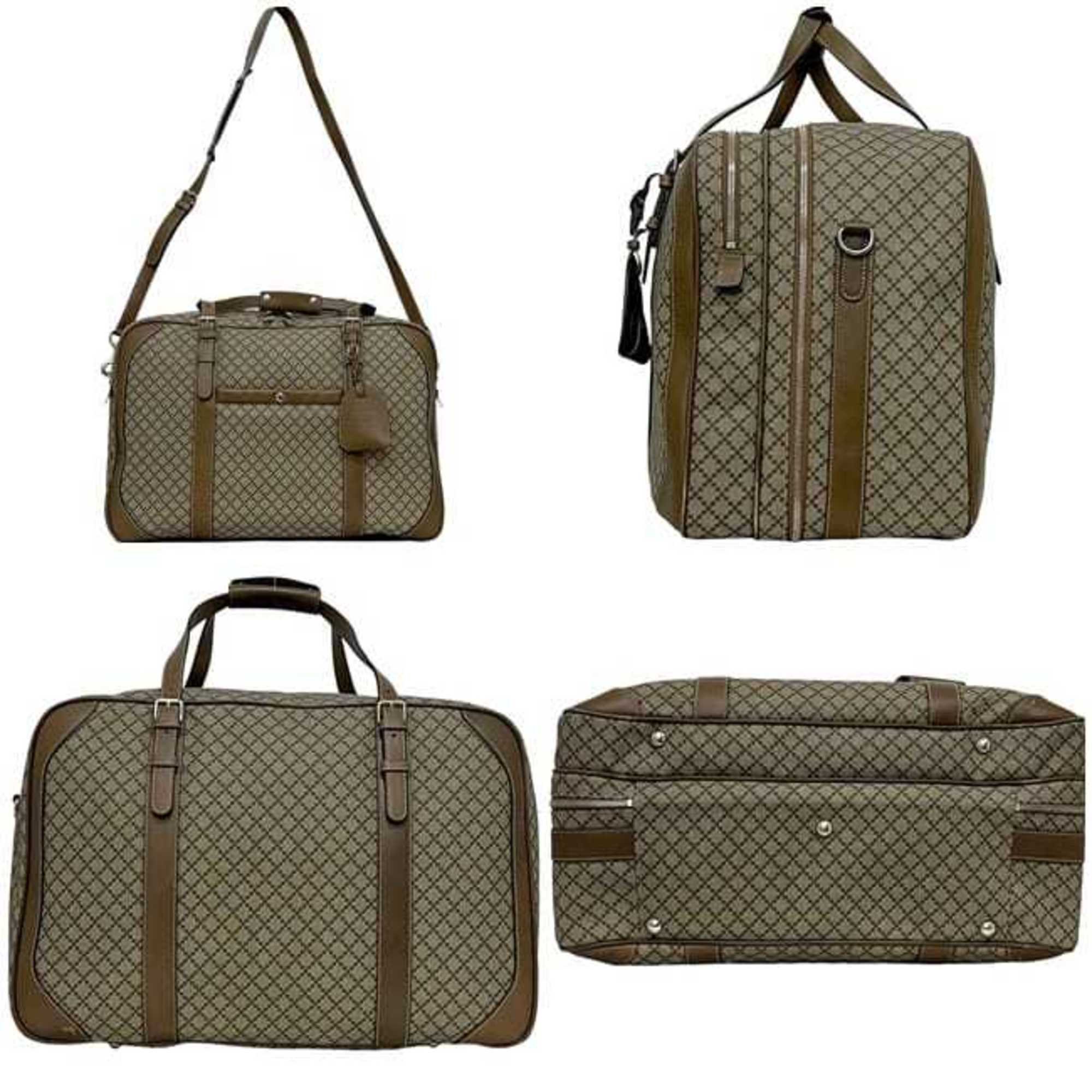 Gucci Beige Brown Pvc Leather Boston Bag Shoulder Bag (Pre-Owned)
