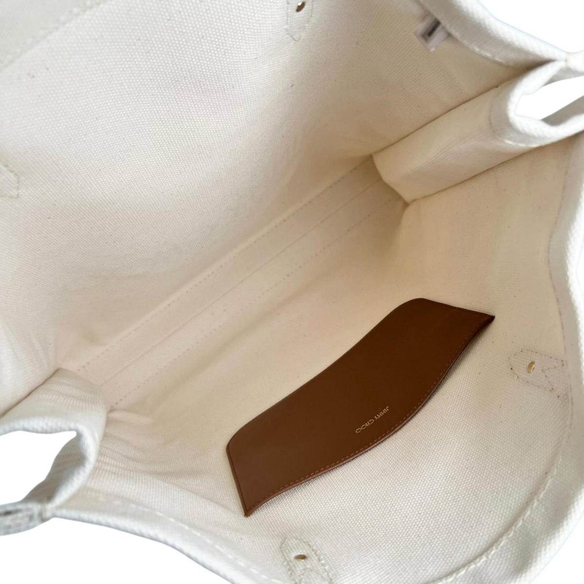 Jimmy Choo Brown White Canvas Leather Tote Bag (Pre-Owned)