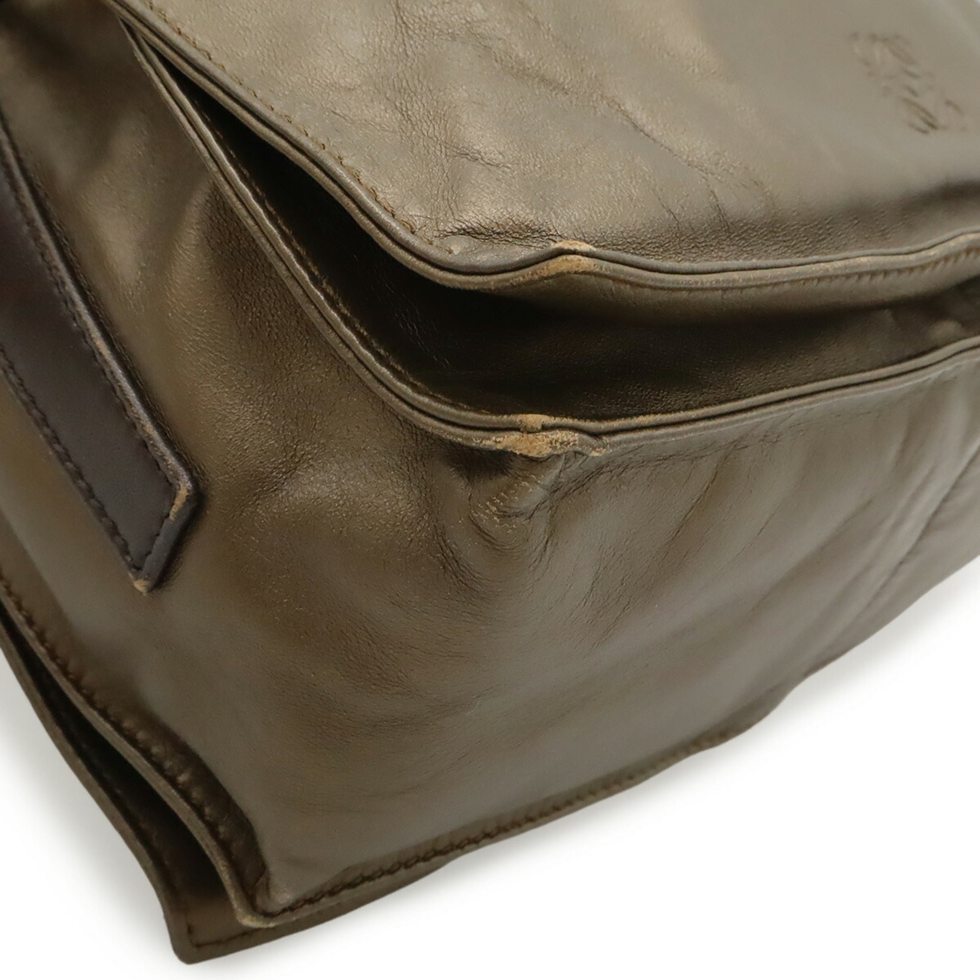 Loewe Dark Brown Metallic Bronze Nappa Leather Pochette Shoulder Bag (Pre-Owned)