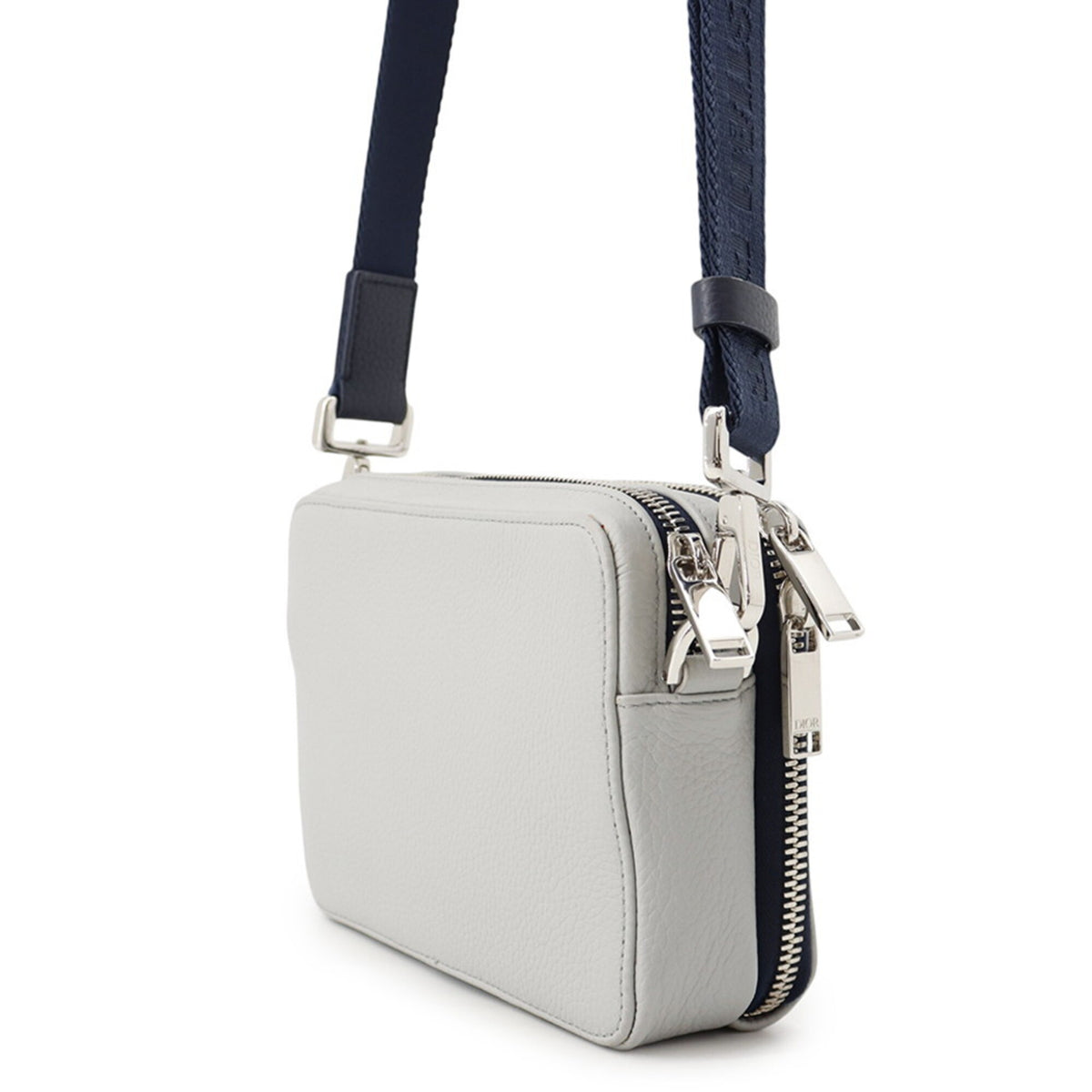 Christian Dior Gray Navy Leather Shoulder Bag (Pre-Owned)