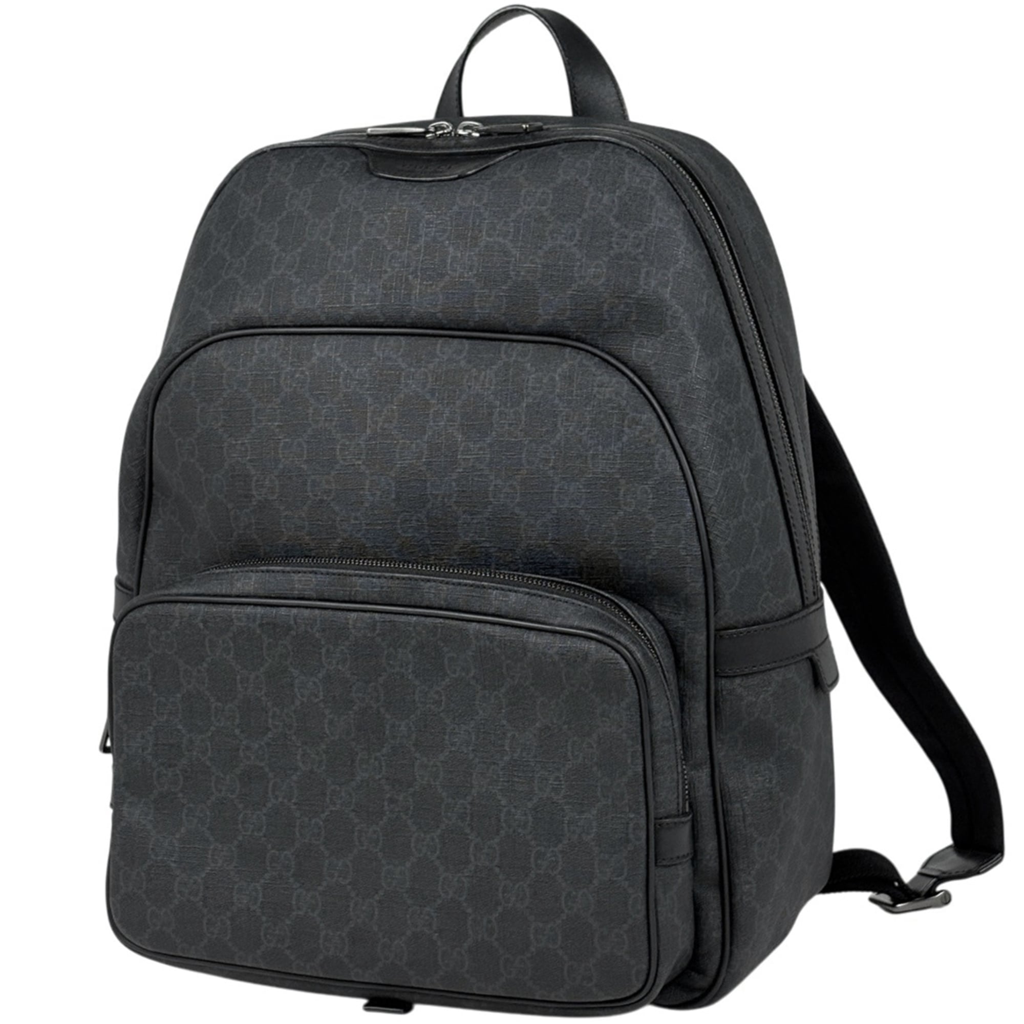 Gucci Black Coated Canvas Leather Backpack (Pre-Owned)