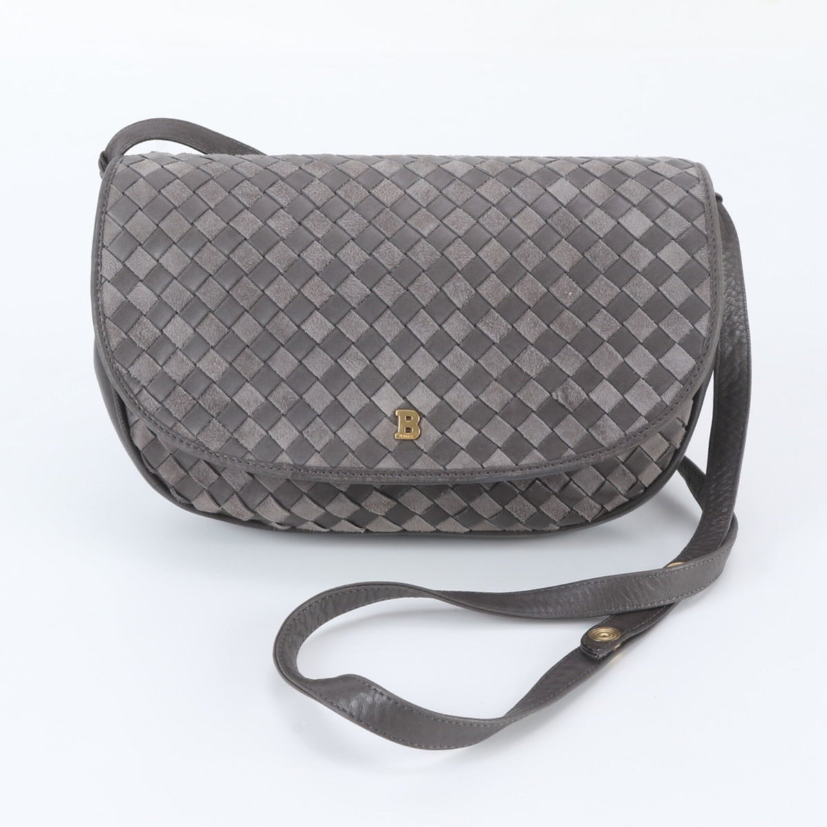 Bally Gray Leather Crossbody Bag Shoulder Bag (Pre-Owned)