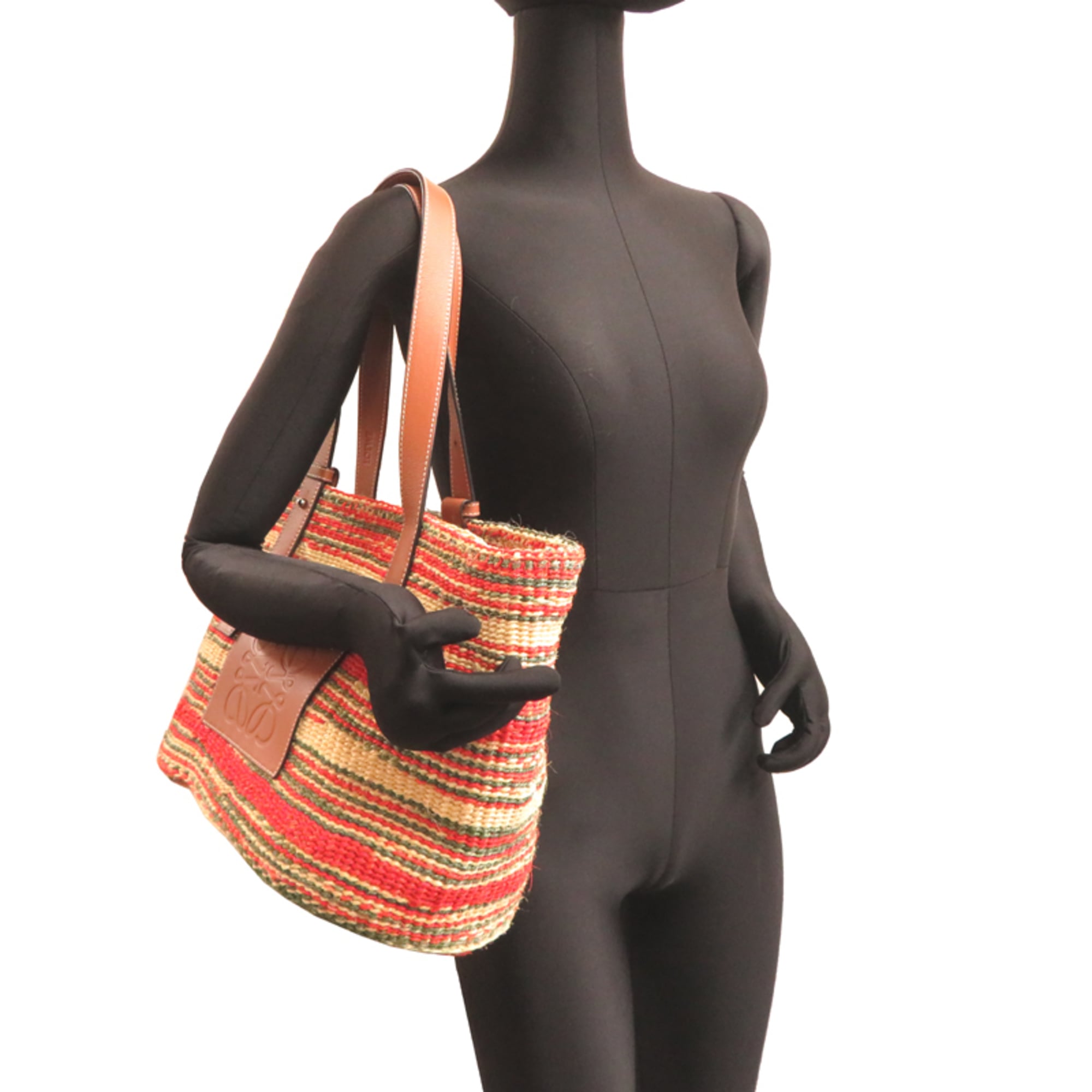 Loewe Brown Green Orange Hemp Basket Shoulder Bag (Pre-Owned)