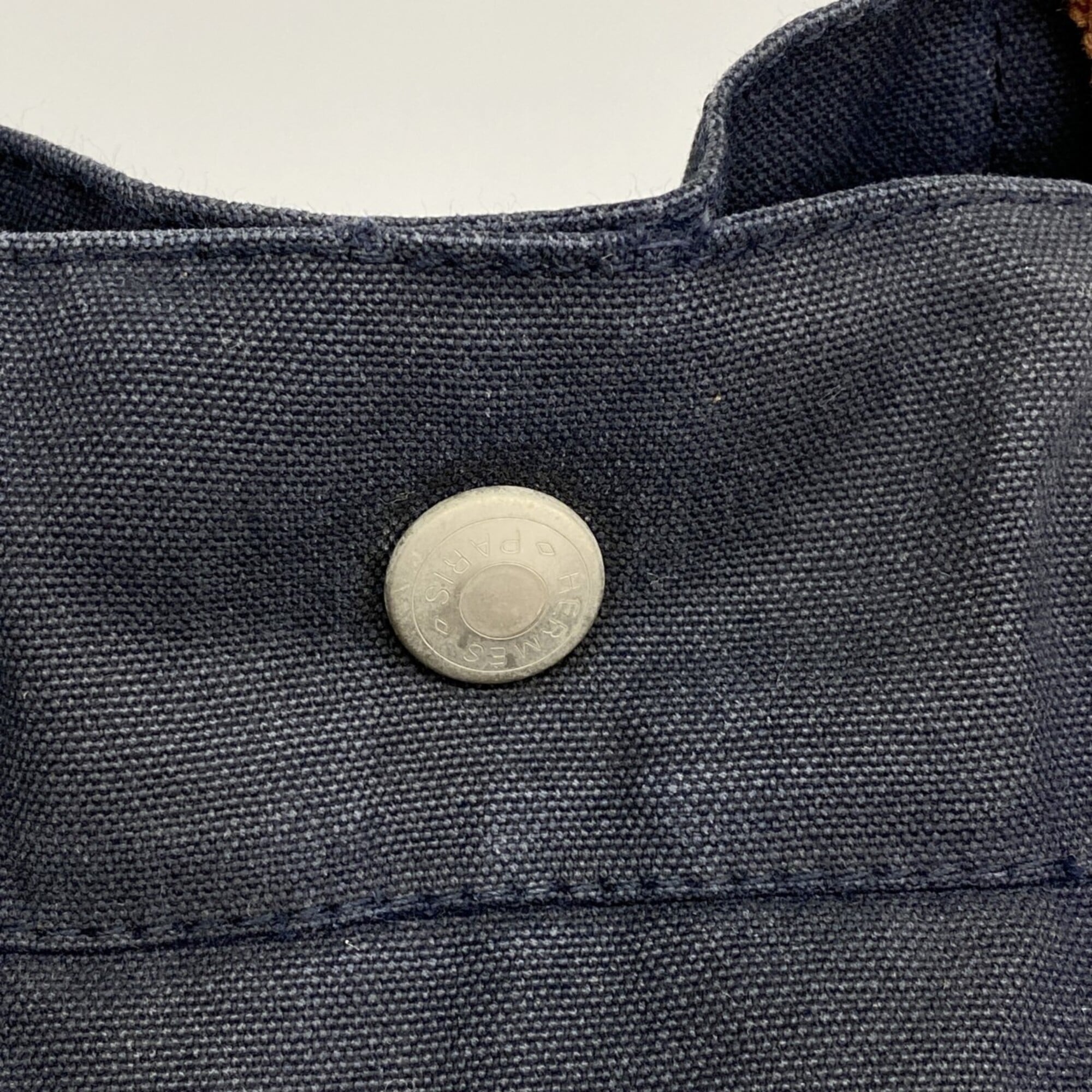 Hermes Navy Canvas Tote Bag (Pre-Owned)