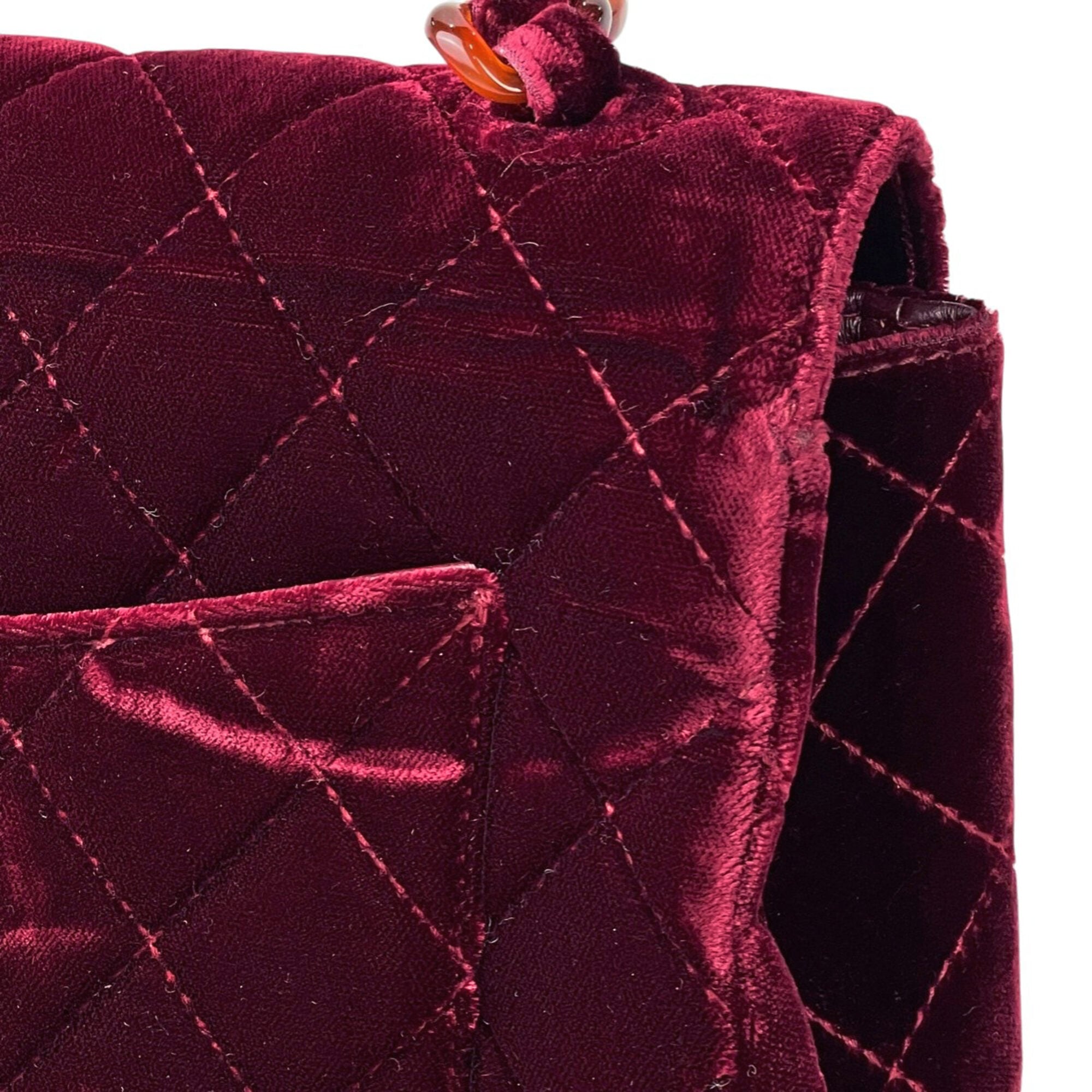 Chanel Matelasse Bordeaux Velvet Shoulder Bag (Pre-Owned)