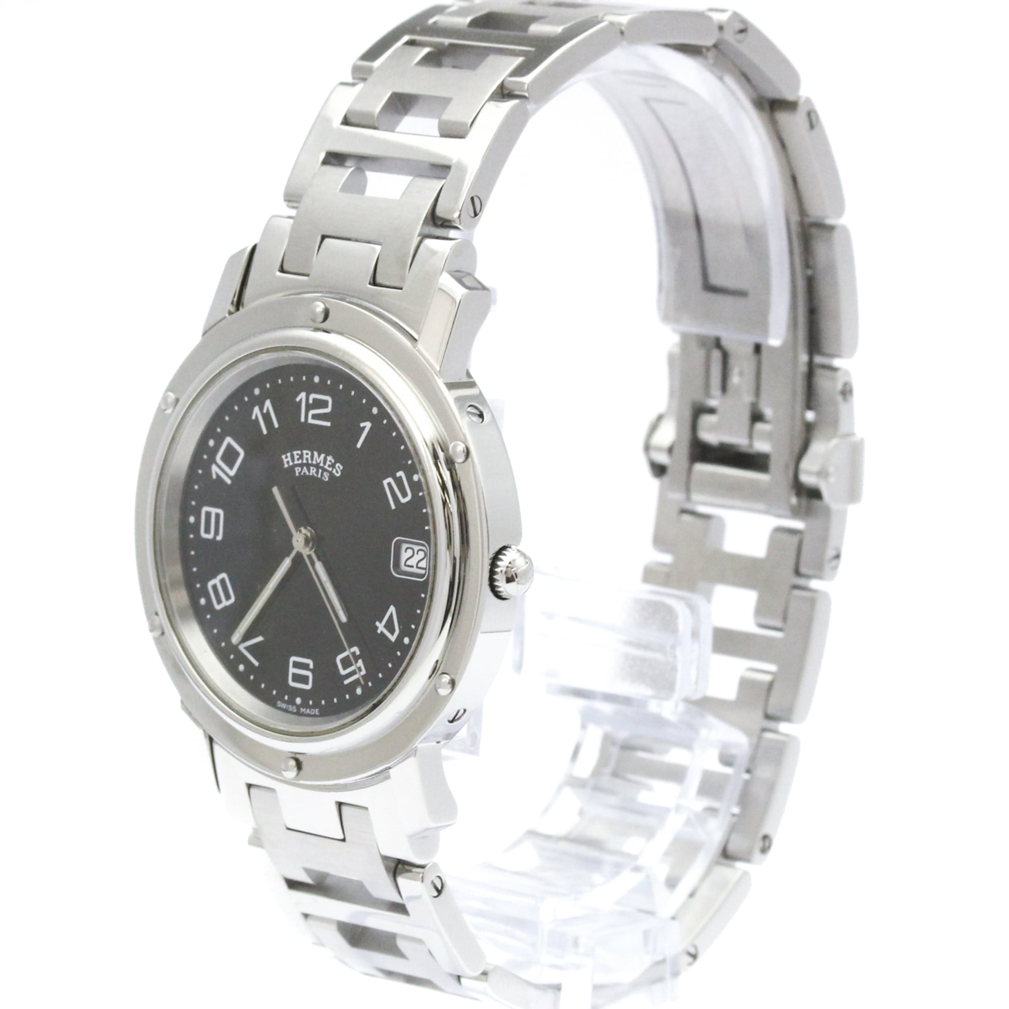 Hermes Clipper Quartz Watch Stainless Steel Watch (Pre-Owned)