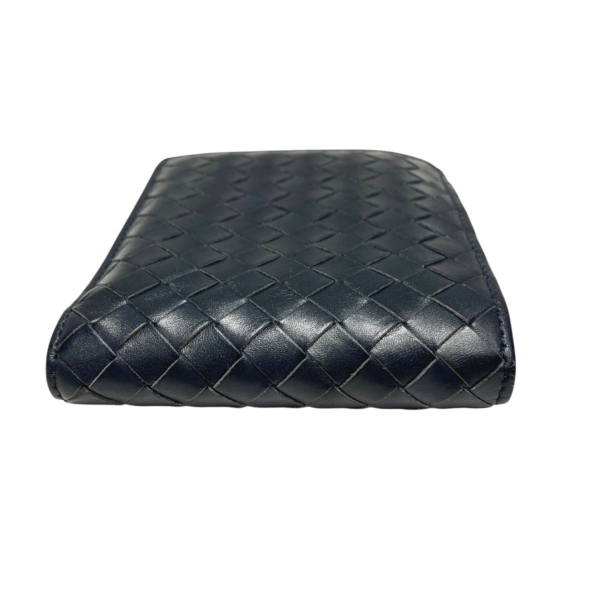 Bottega Veneta Intrecciato Navy Leather Wallet (Bi-Fold) (Pre-Owned)